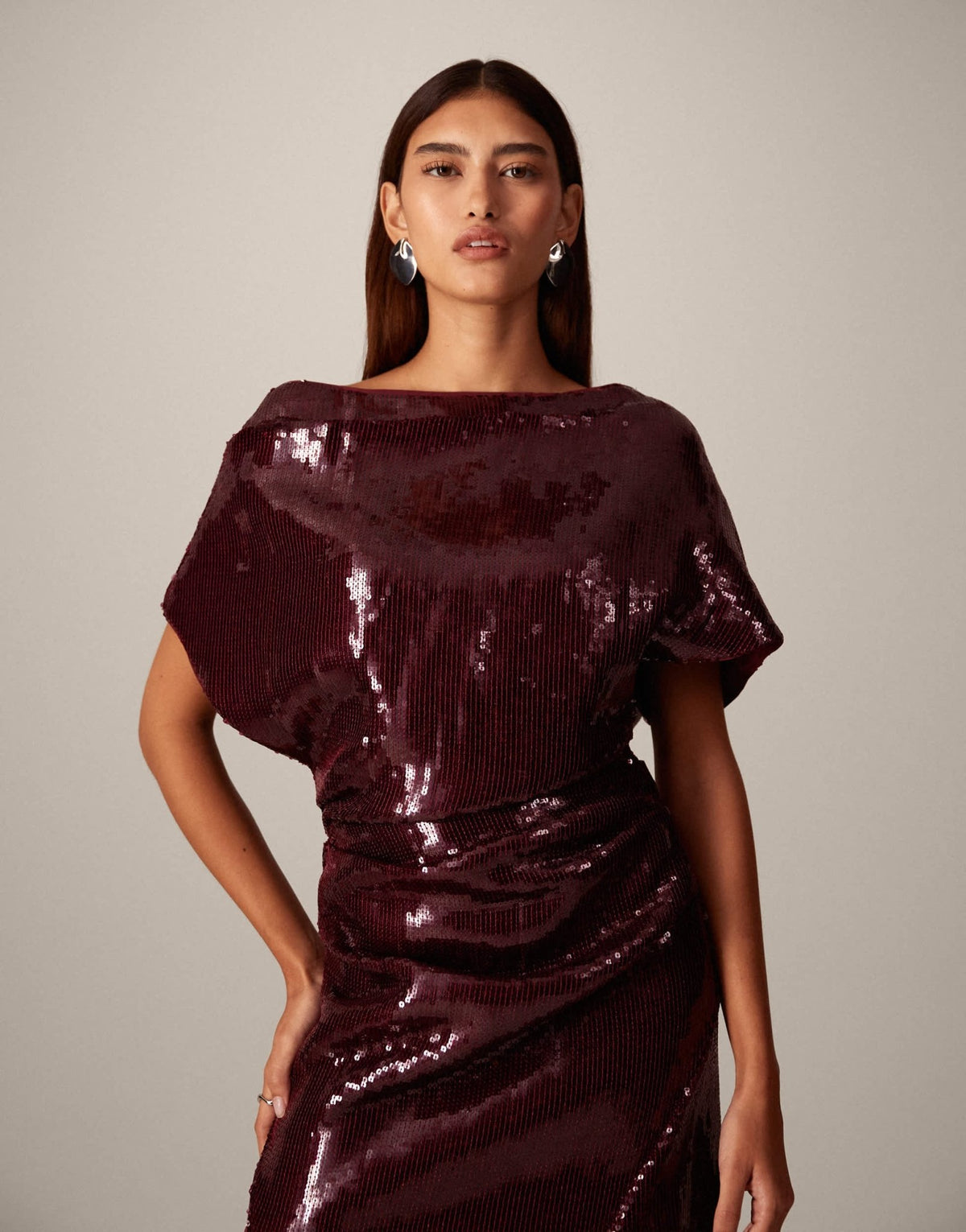ARRANGE sequin draped bodice square cut hem maxi dress in red - ASOS Sample Sale