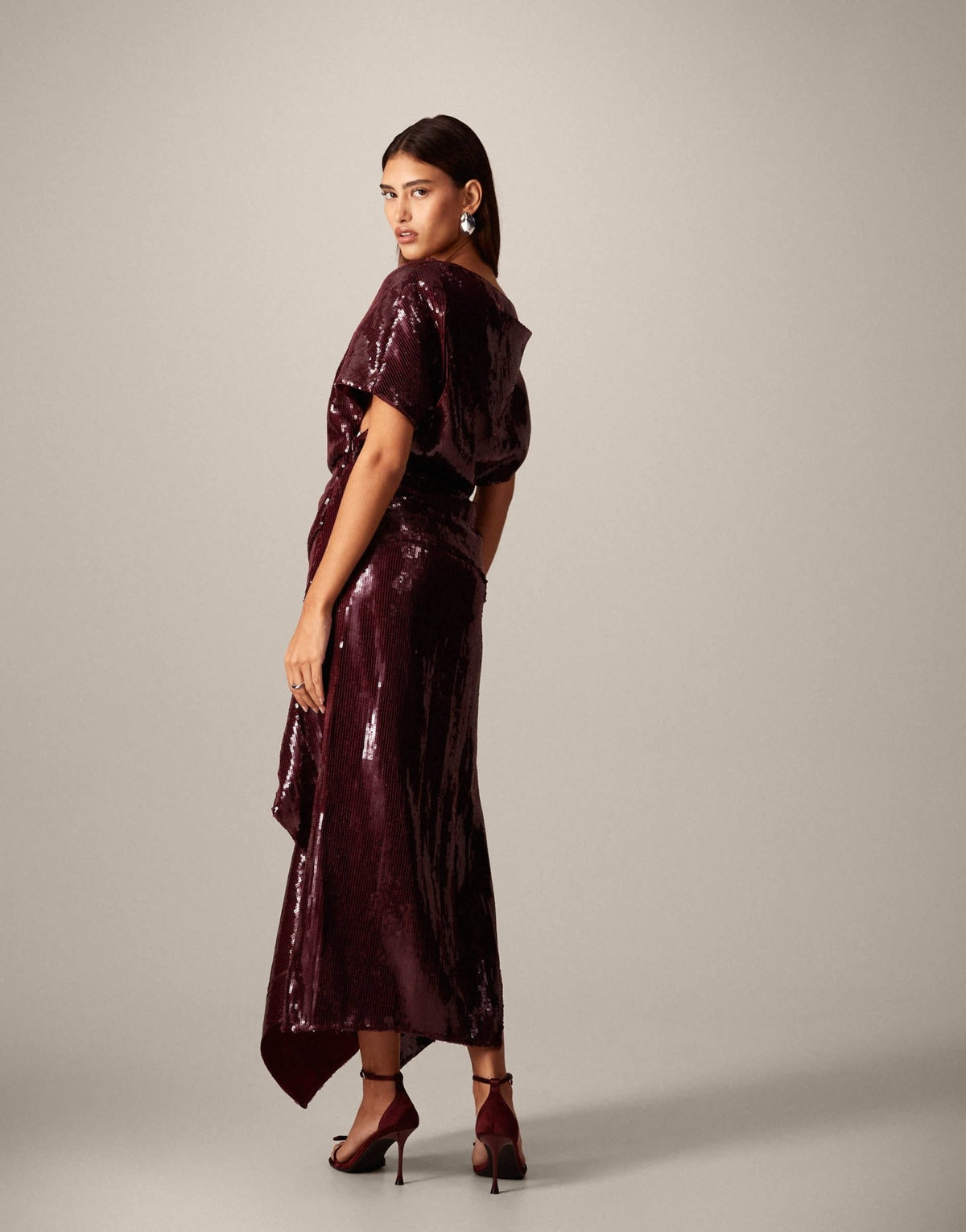 ARRANGE sequin draped bodice square cut hem maxi dress in red - ASOS Sample Sale