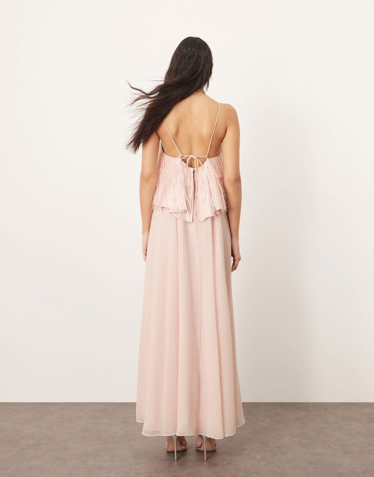 ARRANGE shard sequin layered trapeze cami maxi dress in light pink - ASOS Sample Sale