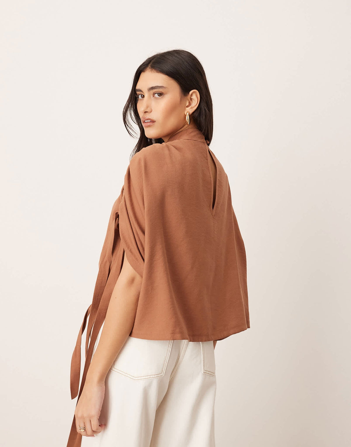 ARRANGE slouchy top with drawstring detail in mocha - ASOS Sample Sale