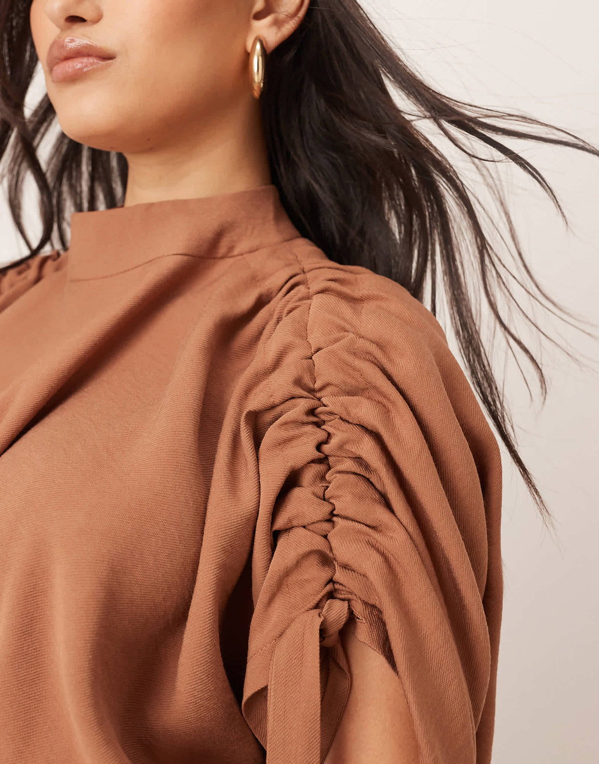 ARRANGE slouchy top with drawstring detail in mocha - ASOS Sample Sale