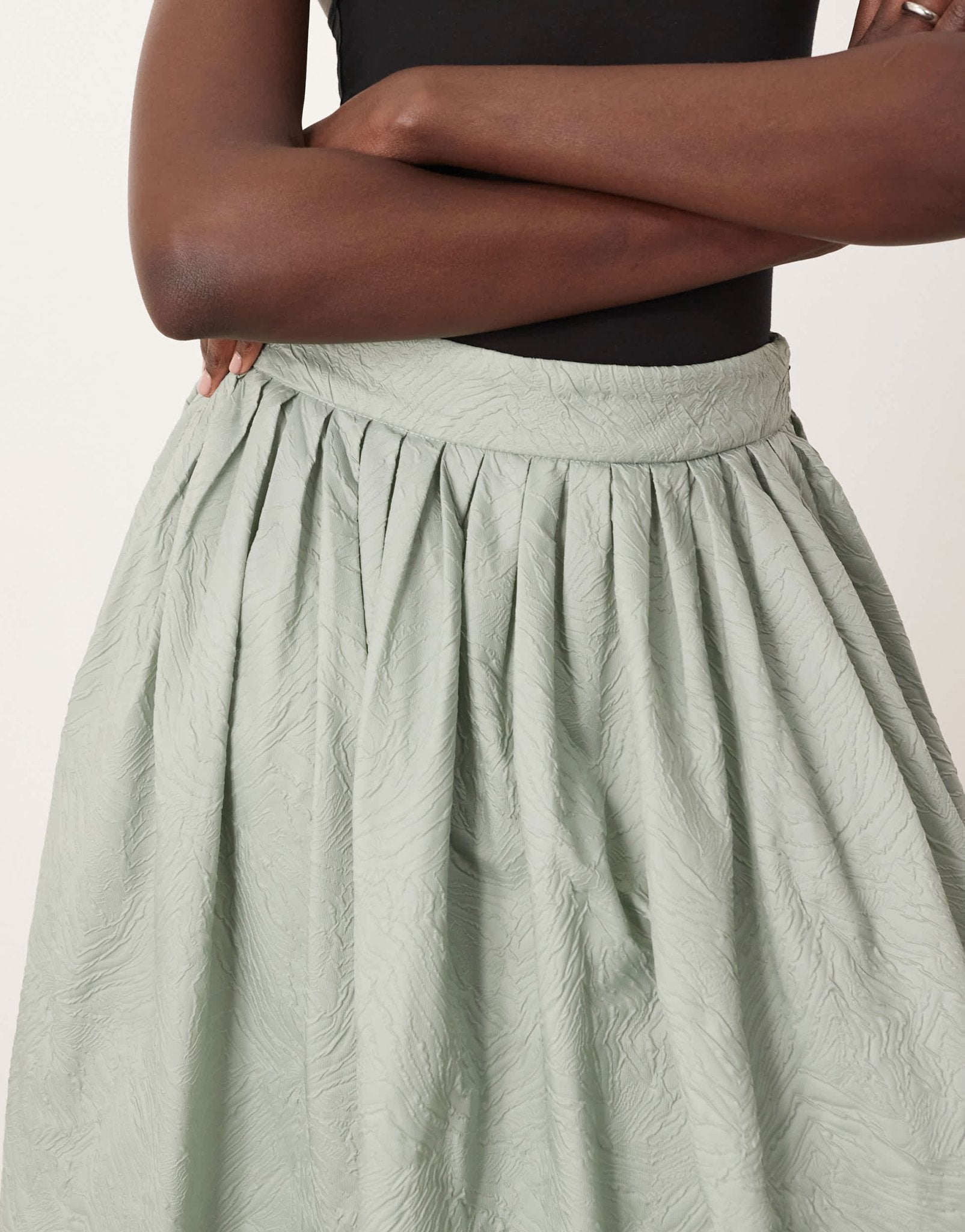 ARRANGE textured maxi skirt with pockets in sage - ASOS Sample Sale