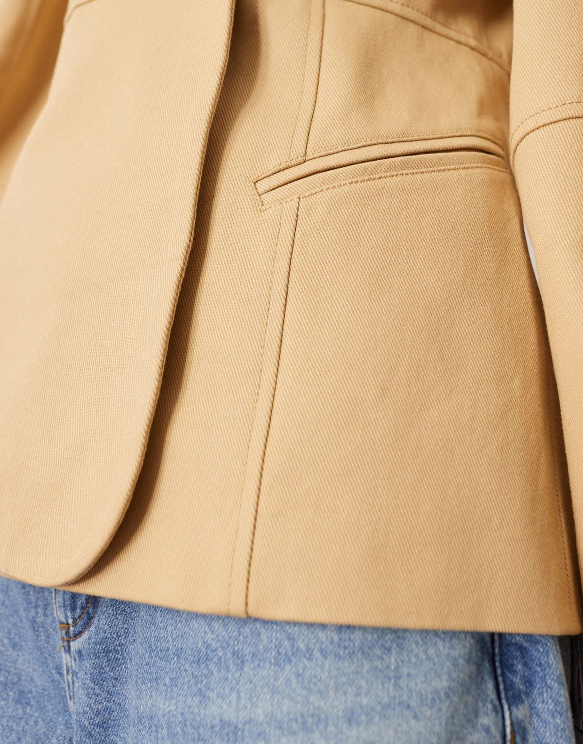 ARRANGE twill jacket with ovoid sleeve and cinched waist in camel - ASOS Sample Sale