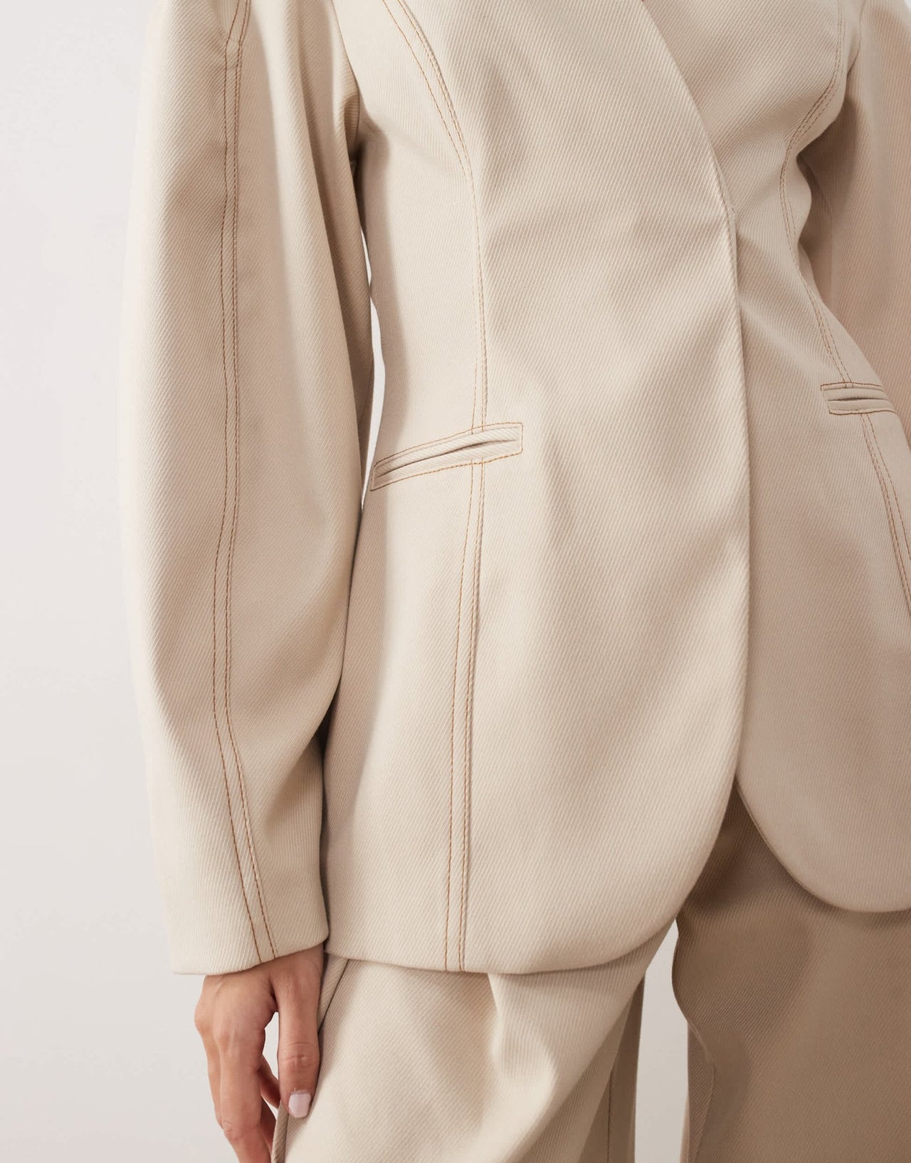 ARRANGE twill sculpted blazer co - ord in stone - ASOS Sample Sale