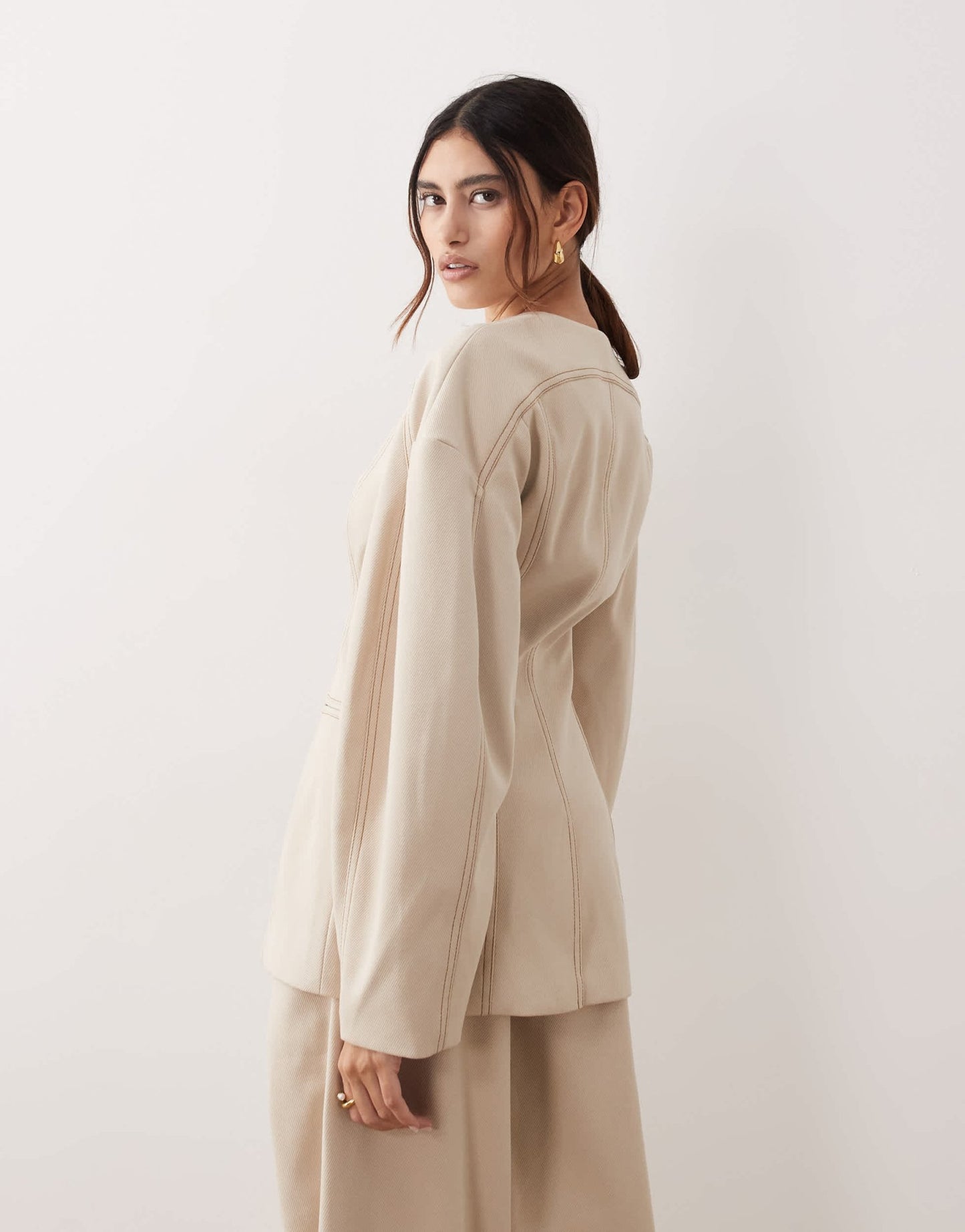 ARRANGE twill sculpted blazer co - ord in stone - ASOS Sample Sale