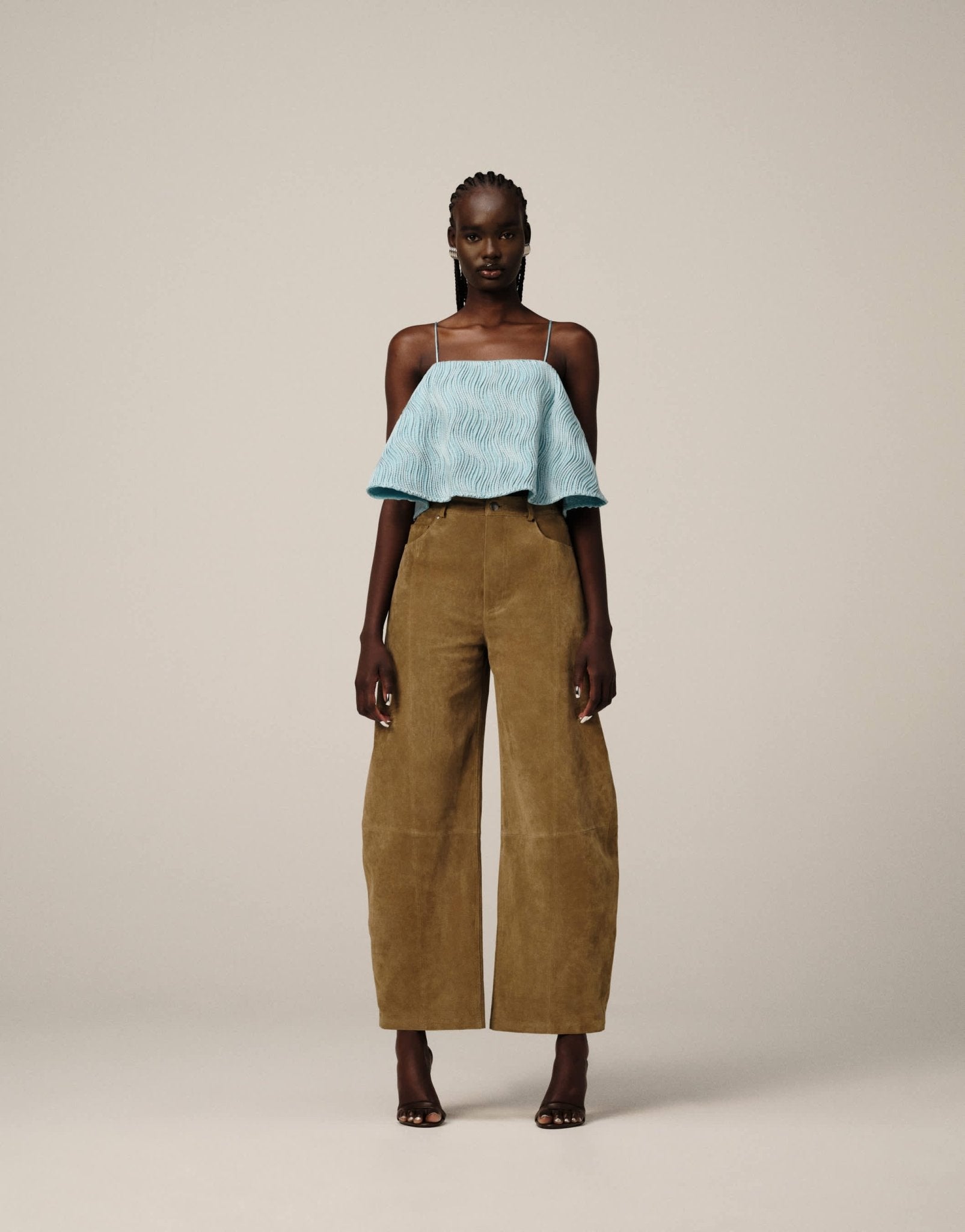 ARRANGE wavey texture structured trapeze cami top in blue - ASOS Sample Sale