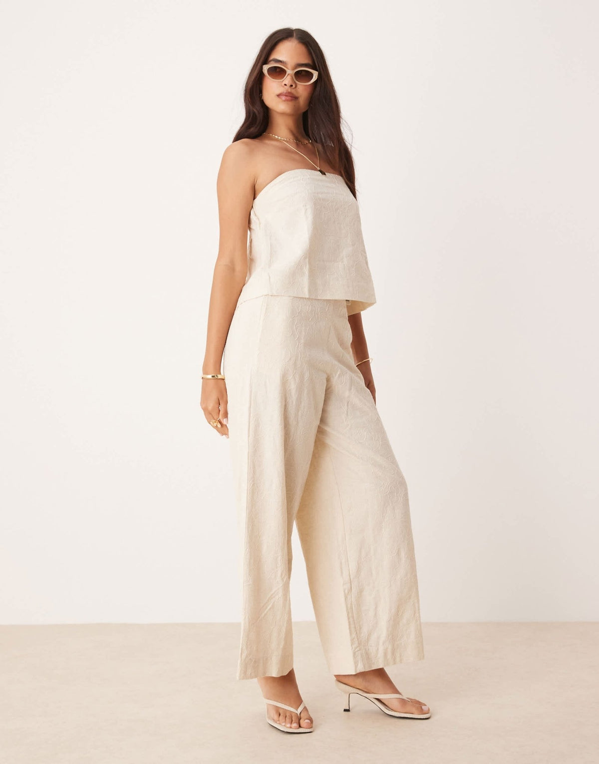 ASOS DEISIGN embroidery detail co-ord trouser in cream - ASOS Sample Sale