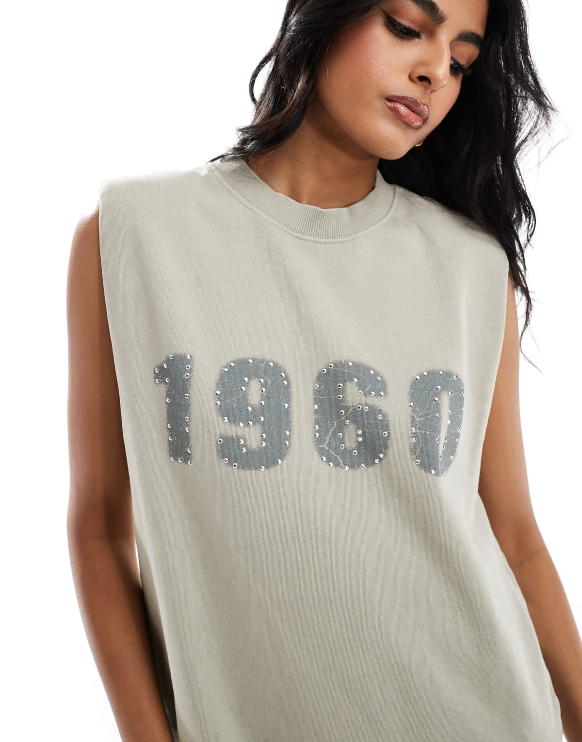 ASOS DESIGN 1960 washed shoulder pad mini sweat dress in washed khaki - ASOS Sample Sale
