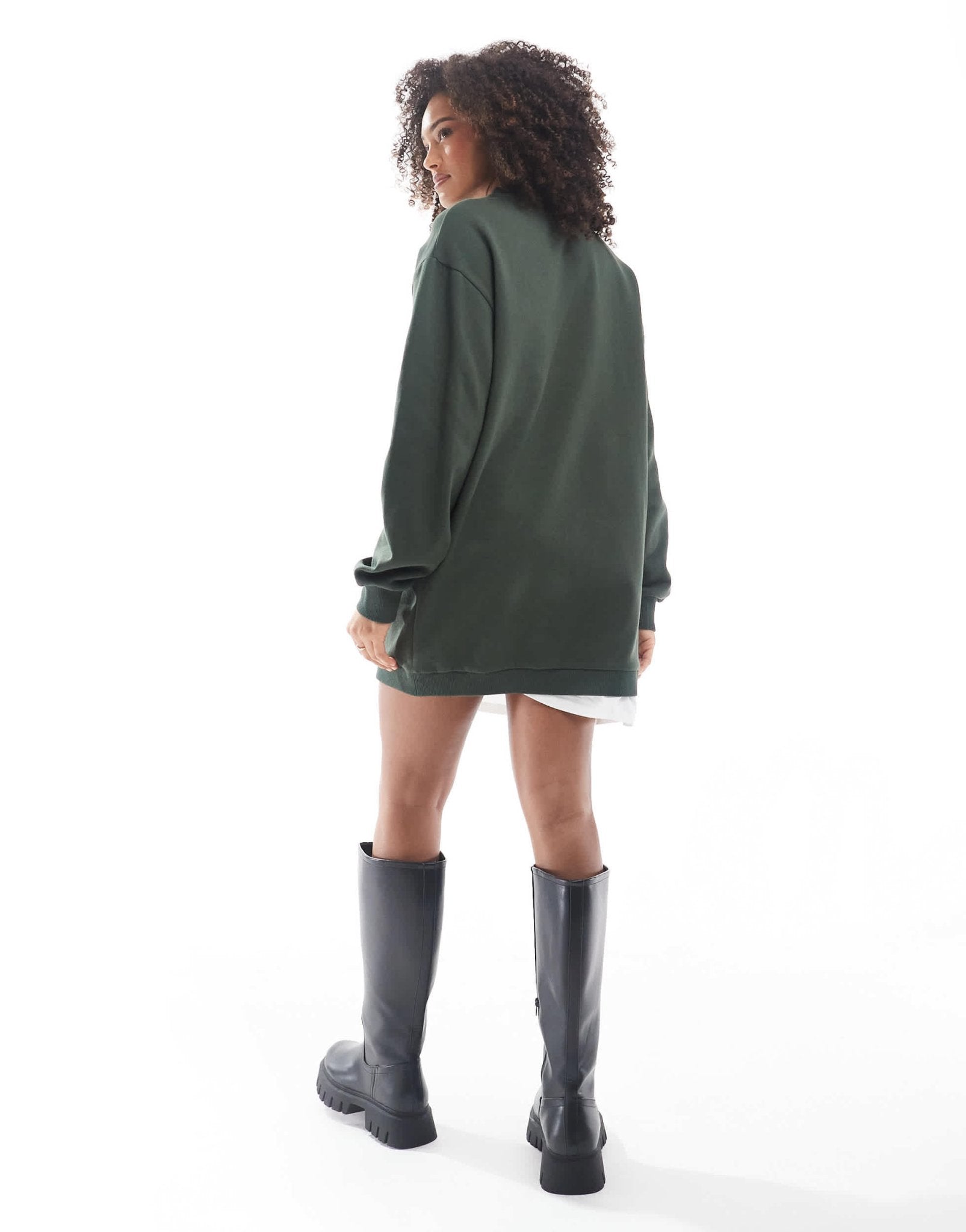 ASOS DESIGN 2 in 1 sweat mini dress in khaki - ASOS Sample Sale