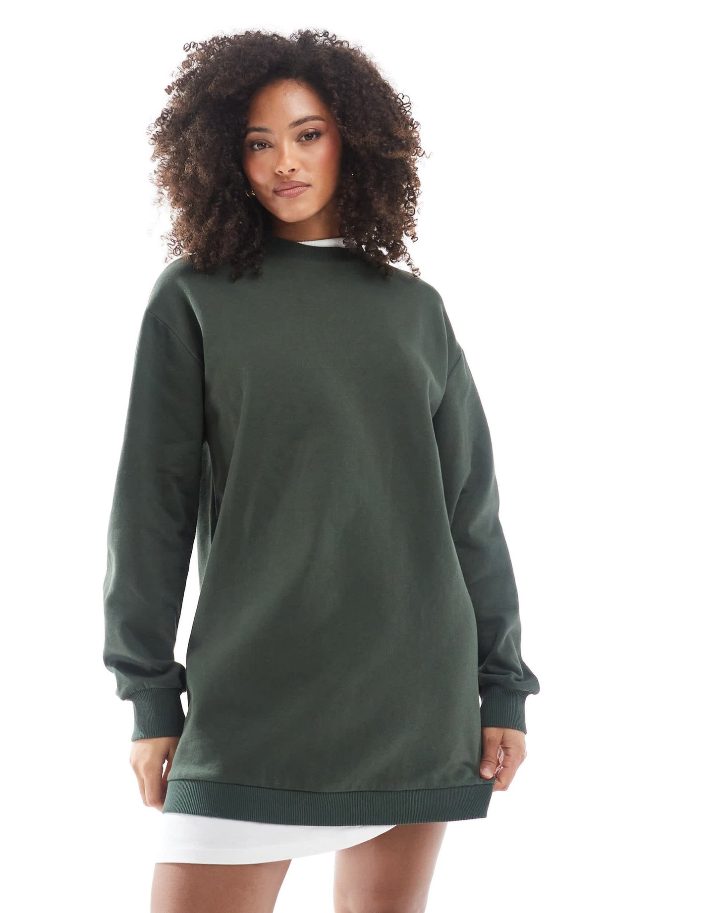 ASOS DESIGN 2 in 1 sweat mini dress in khaki - ASOS Sample Sale