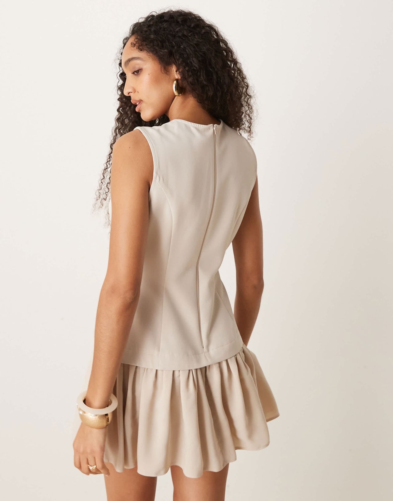 ASOS DESIGN 2 in 1 waistcoat mini dress in vanilla cream - ASOS Sample Sale