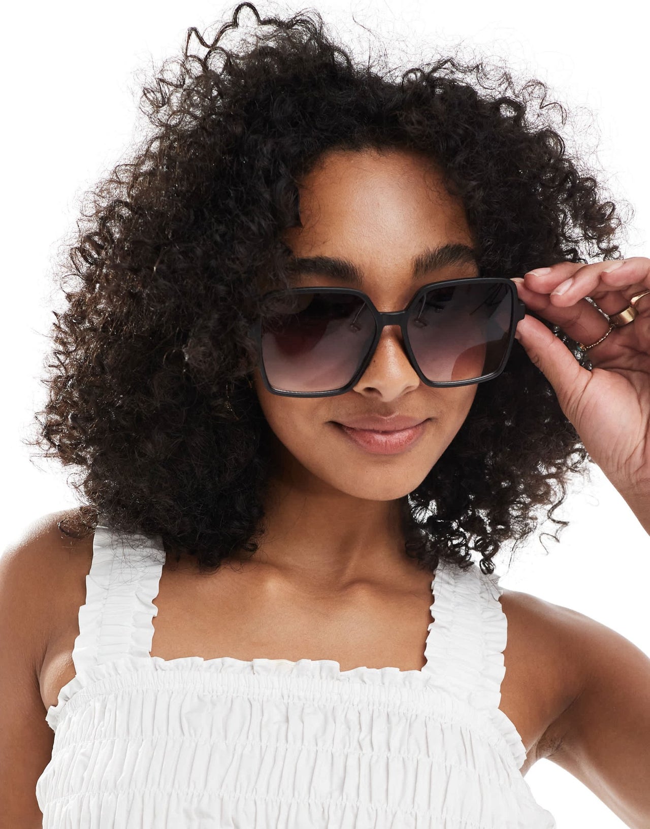 ASOS DESIGN 70s square sunglasses in black with grad smoke lens - ASOS Sample Sale
