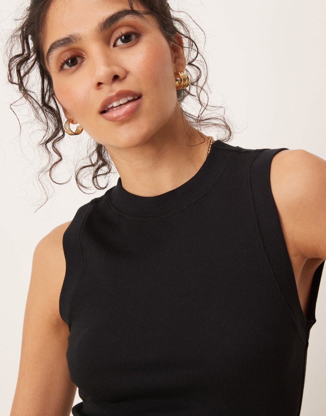 ASOS DESIGN 90s ribbed built up midi tank dress in black - ASOS Sample Sale