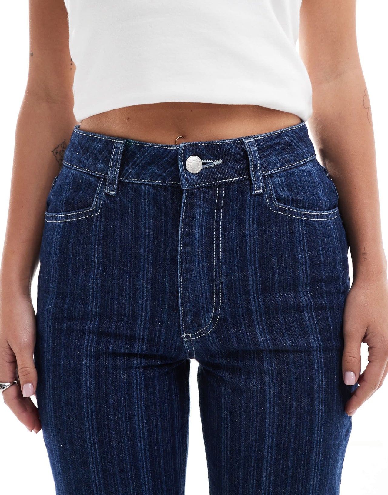 ASOS DESIGN 90s straight jean in blue stripe - ASOS Sample Sale
