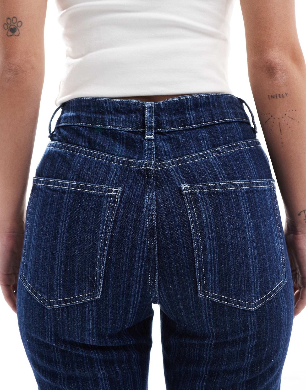 ASOS DESIGN 90s straight jean in blue stripe - ASOS Sample Sale