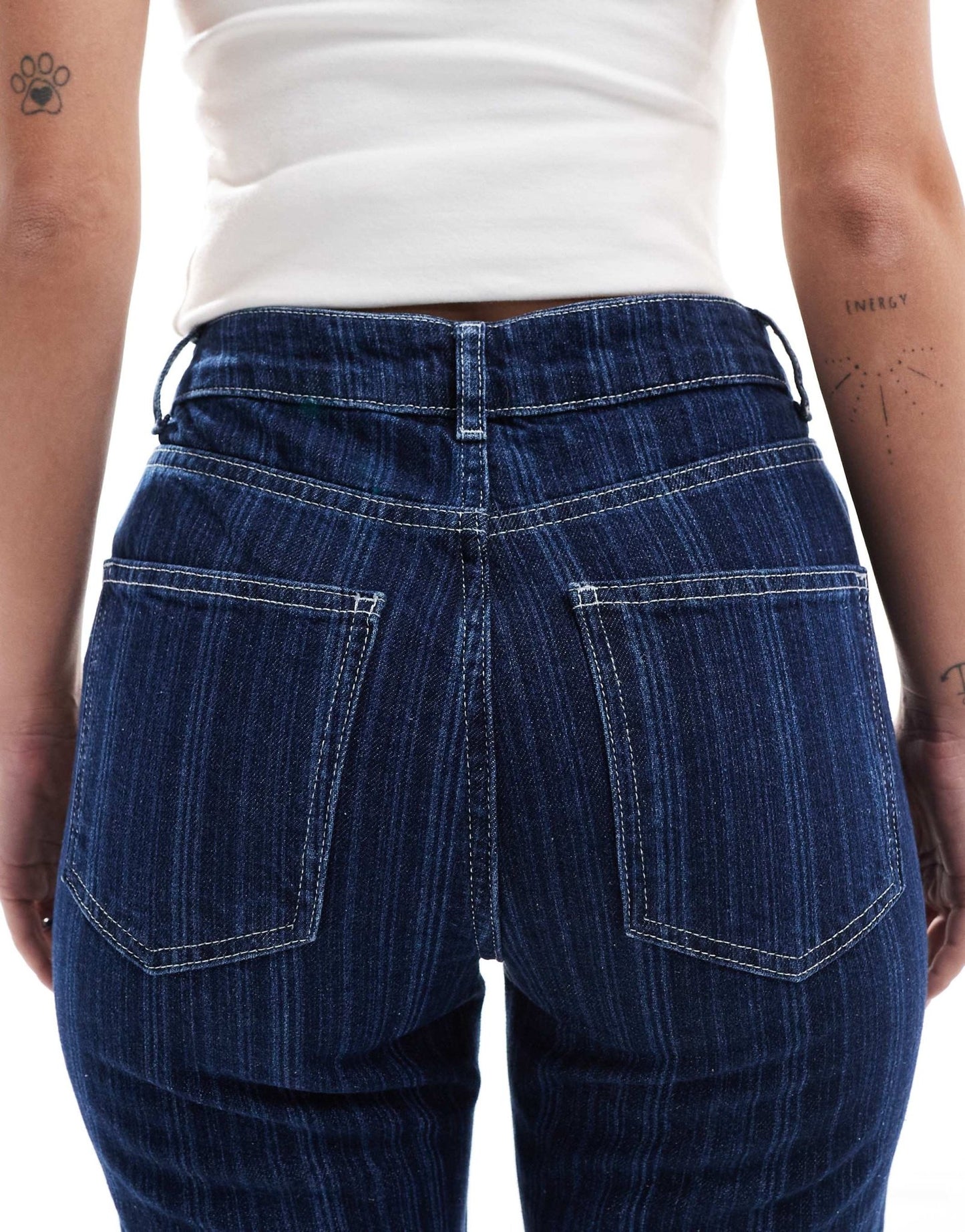 ASOS DESIGN 90s straight jean in blue stripe - ASOS Sample Sale