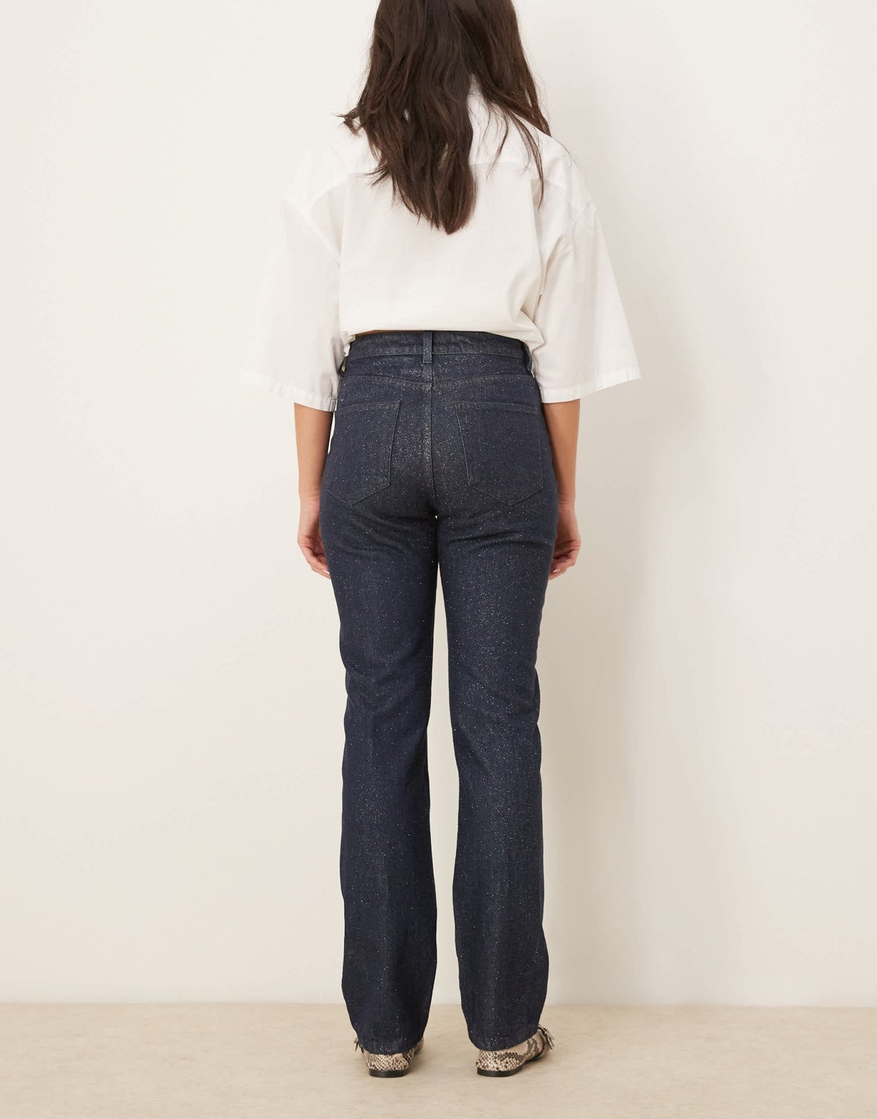 ASOS DESIGN 90s straight jean with glitter in blue - ASOS Sample Sale
