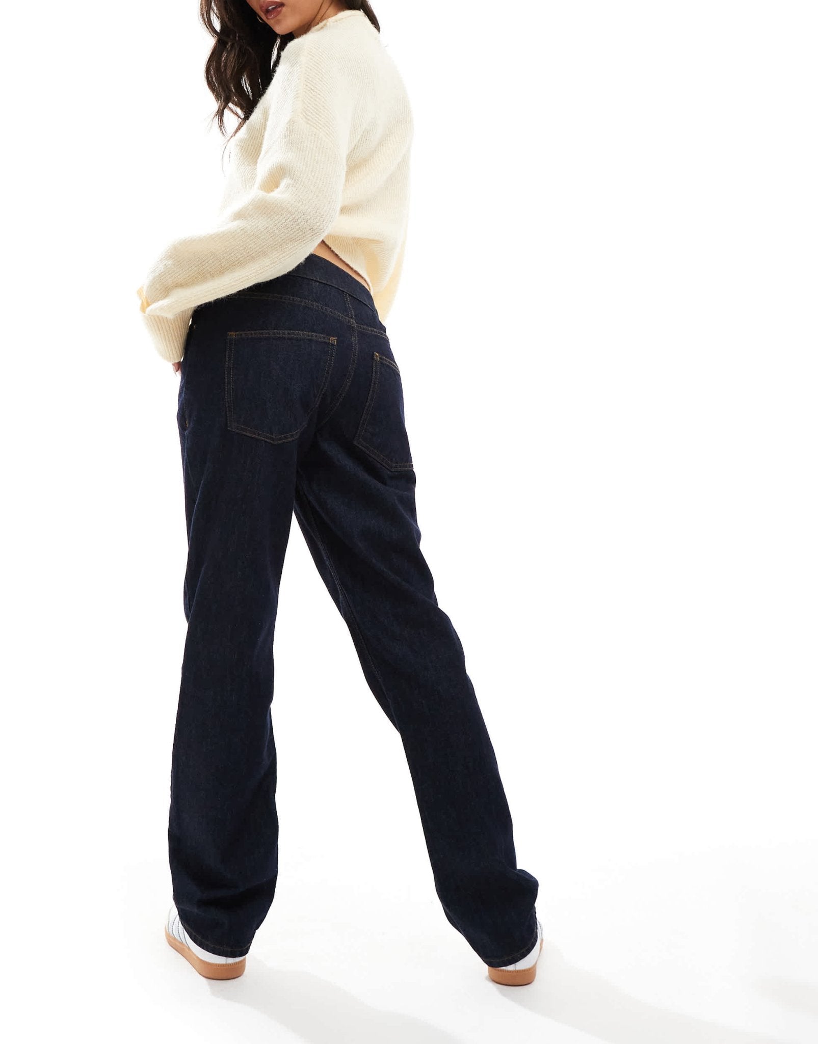 ASOS DESIGN 90s straight jeans with button waist in indigo - ASOS Sample Sale