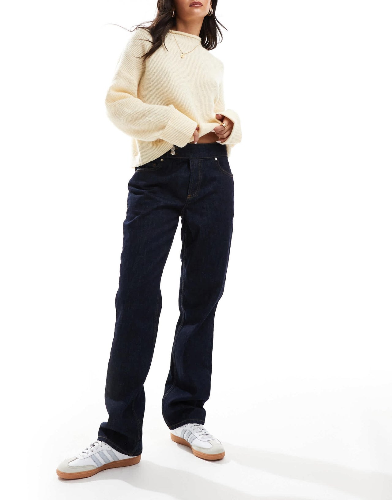 ASOS DESIGN 90s straight jeans with button waist in indigo - ASOS Sample Sale