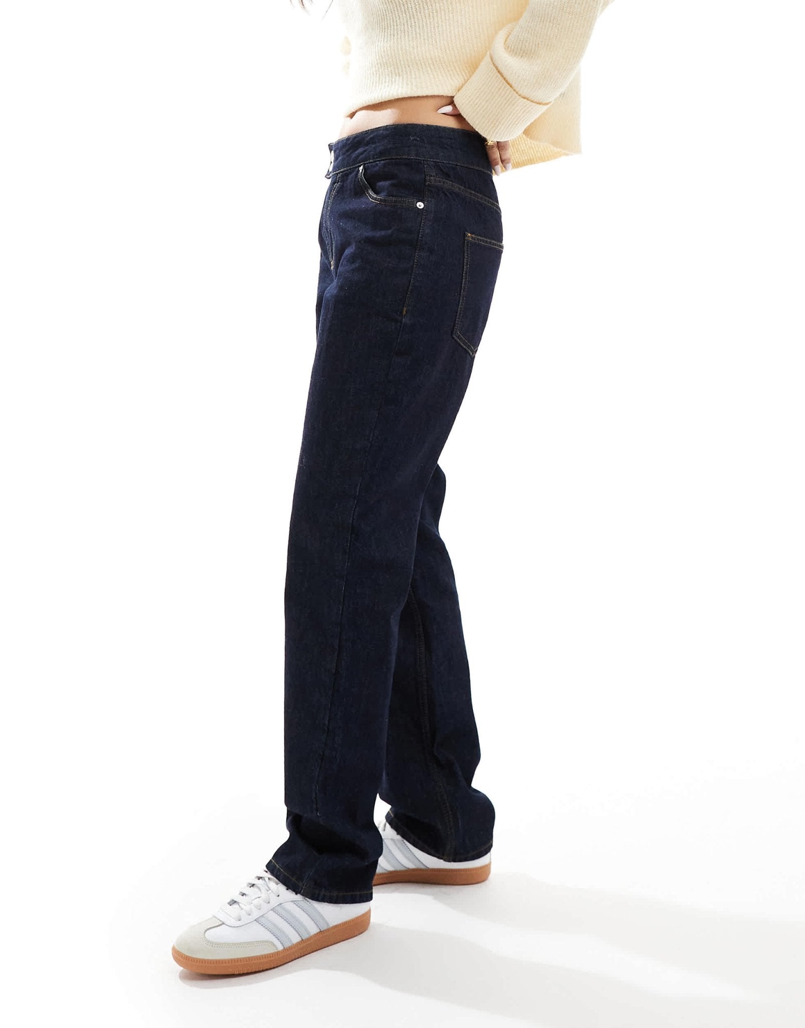 ASOS DESIGN 90s straight jeans with button waist in indigo - ASOS Sample Sale