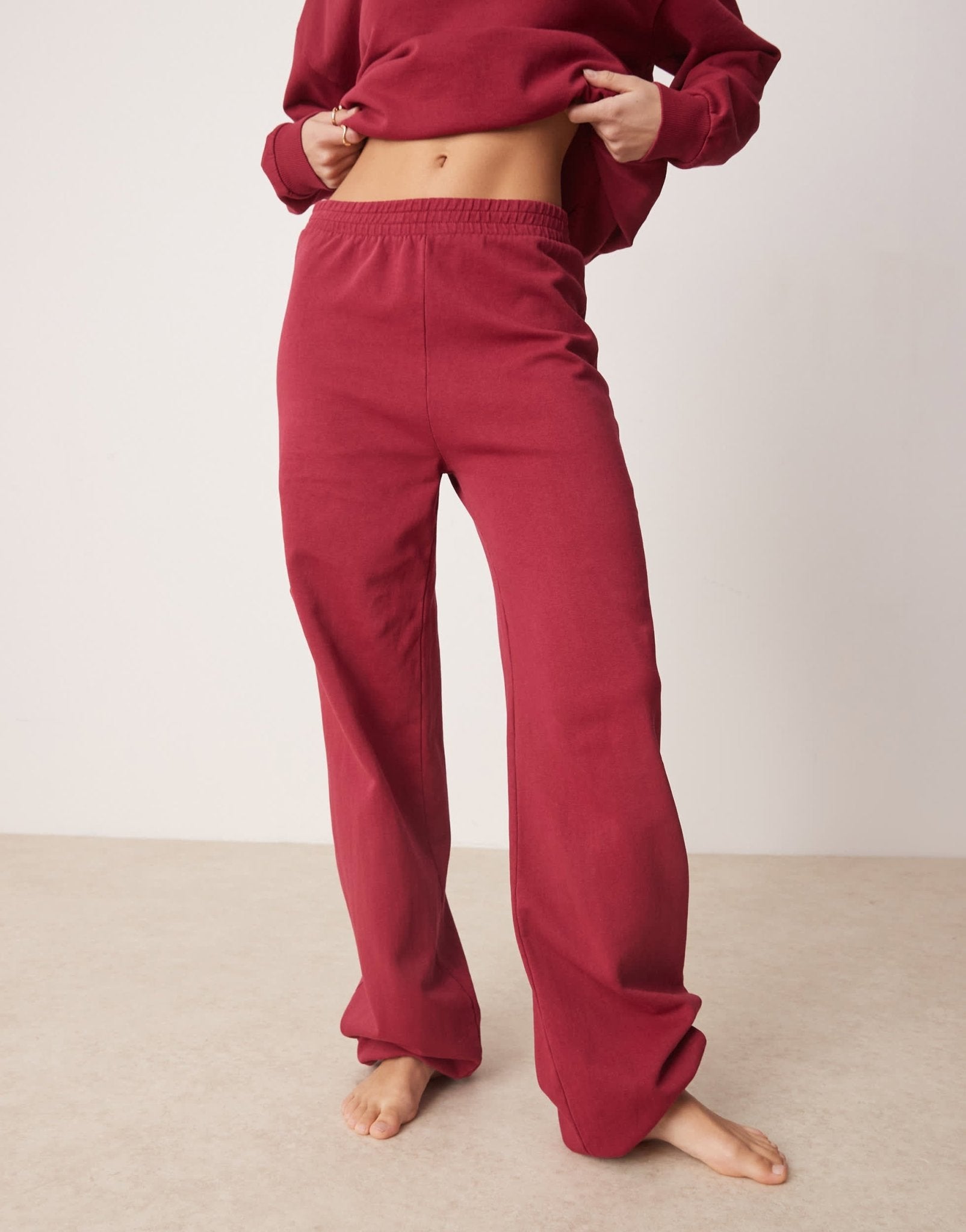 ASOS DESIGN acid wash jogger co ord in burgundy - ASOS Sample Sale