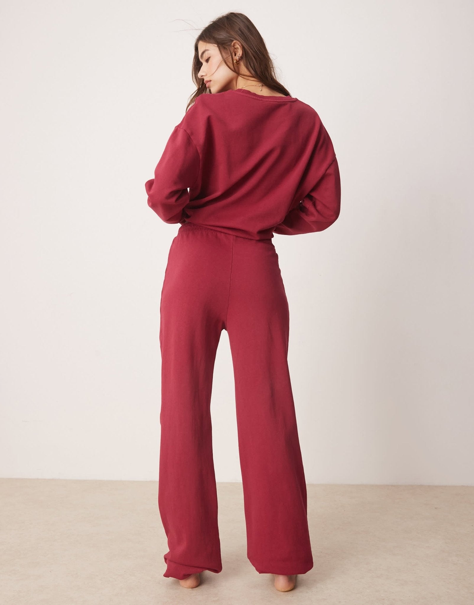 ASOS DESIGN acid wash jogger co ord in burgundy - ASOS Sample Sale