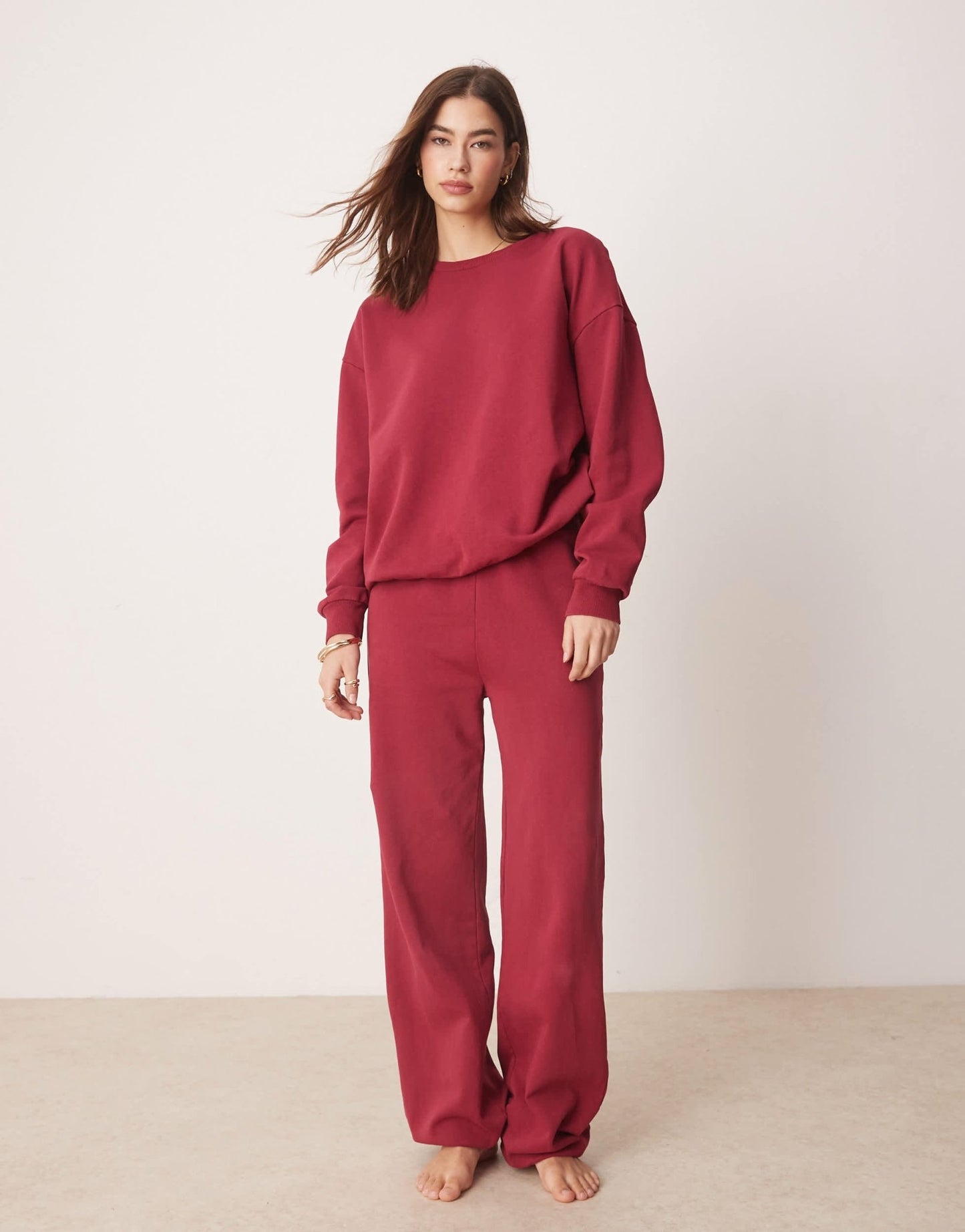 ASOS DESIGN acid wash jogger co ord in burgundy - ASOS Sample Sale