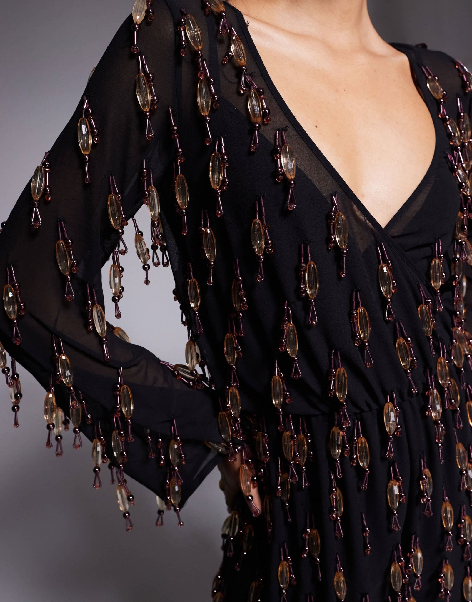 ASOS DESIGN allover embellished playsuit with blouson bodice in black - ASOS Sample Sale