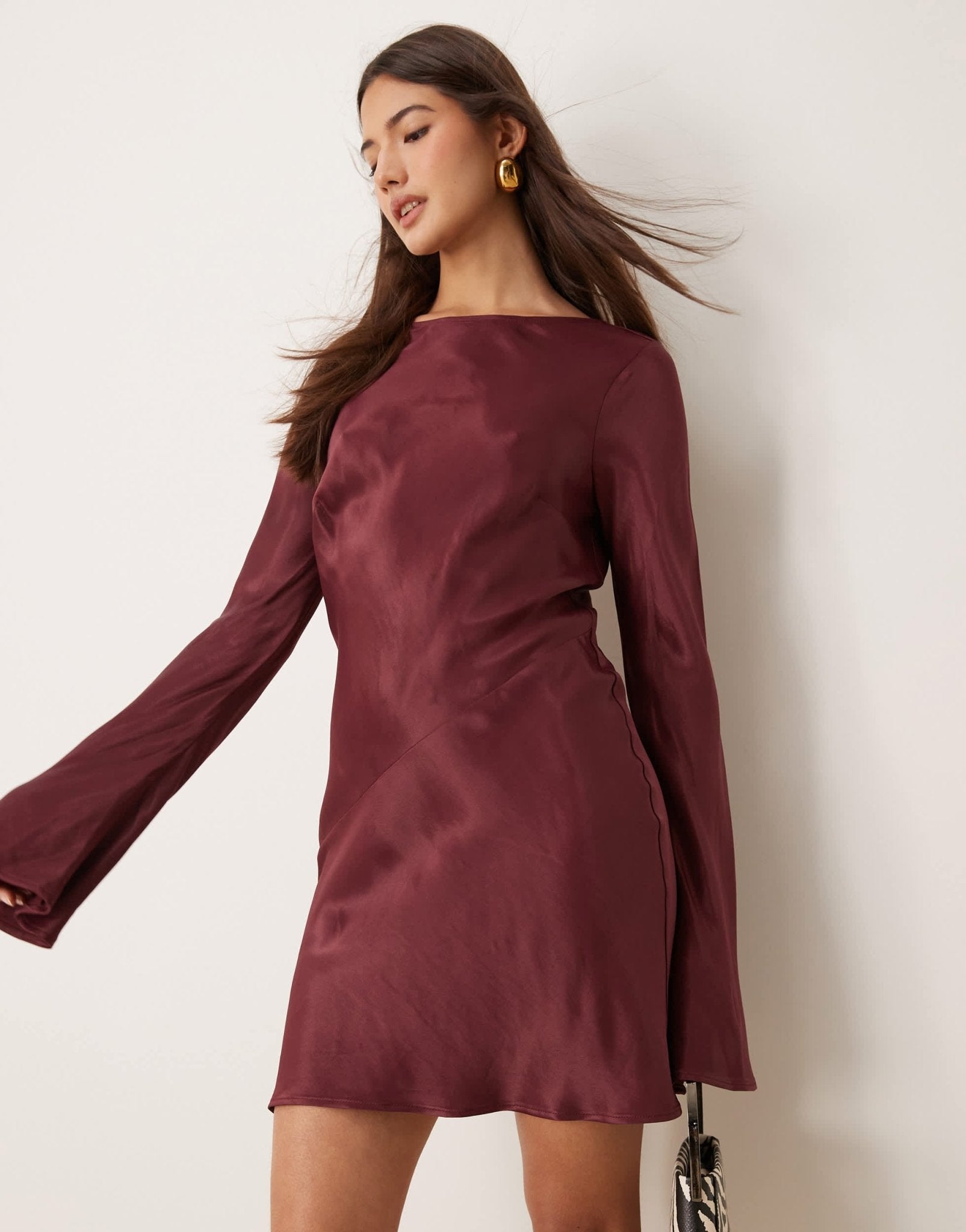 ASOS DESIGN angel sleeve low back mini dress - ASOS Sample Sale