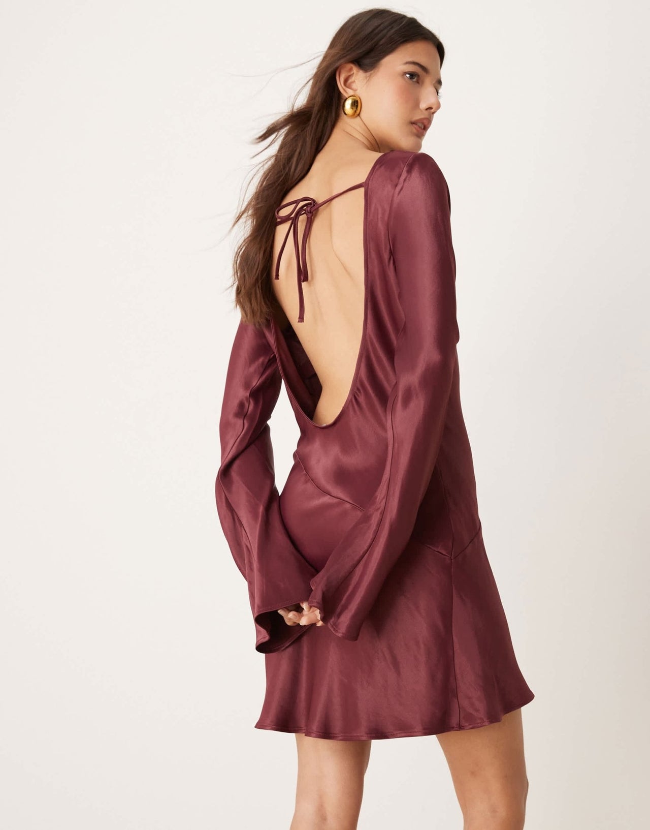 ASOS DESIGN angel sleeve low back mini dress - ASOS Sample Sale