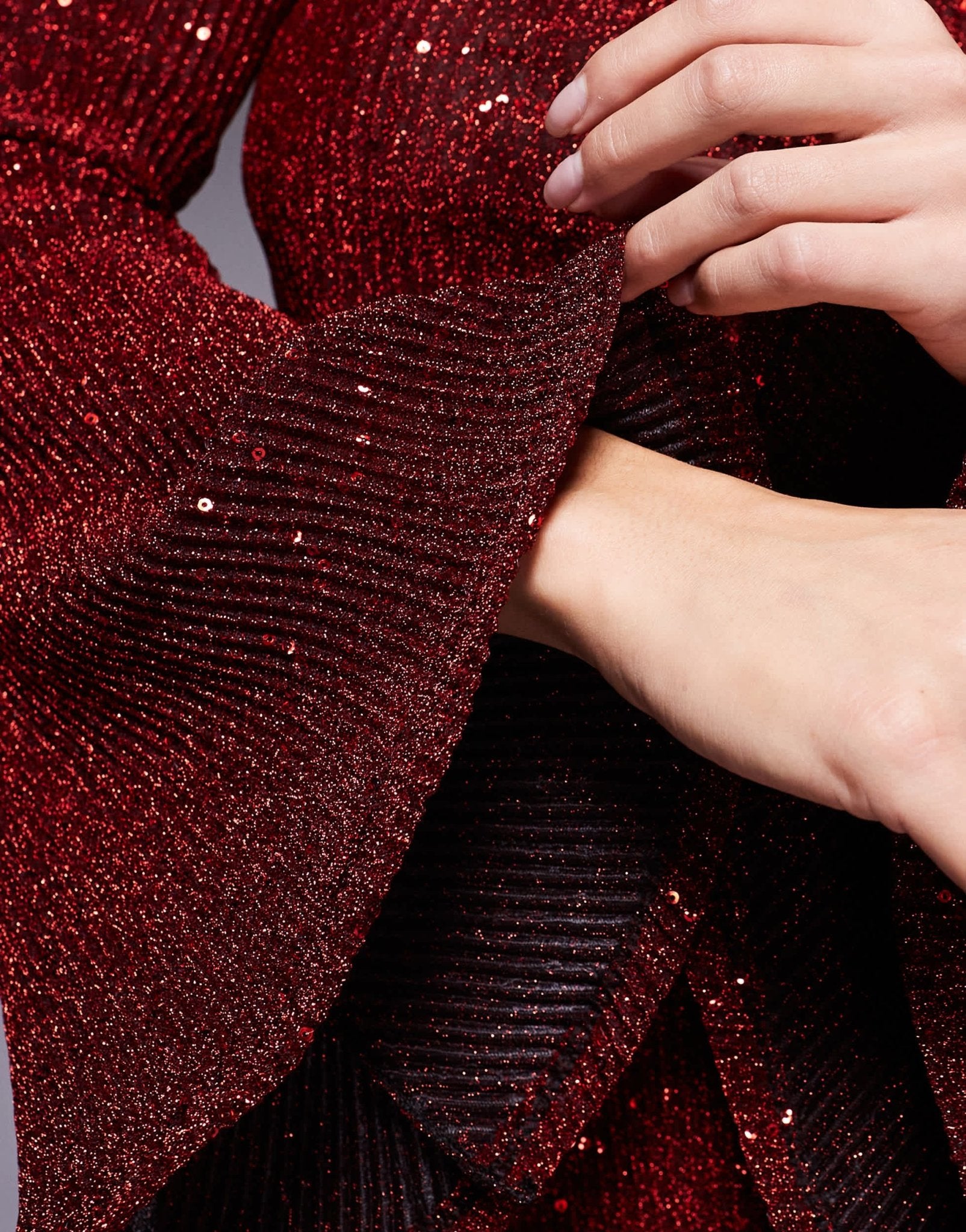 ASOS DESIGN angel sleeve sequin mini dress with low back in burgundy - ASOS Sample Sale