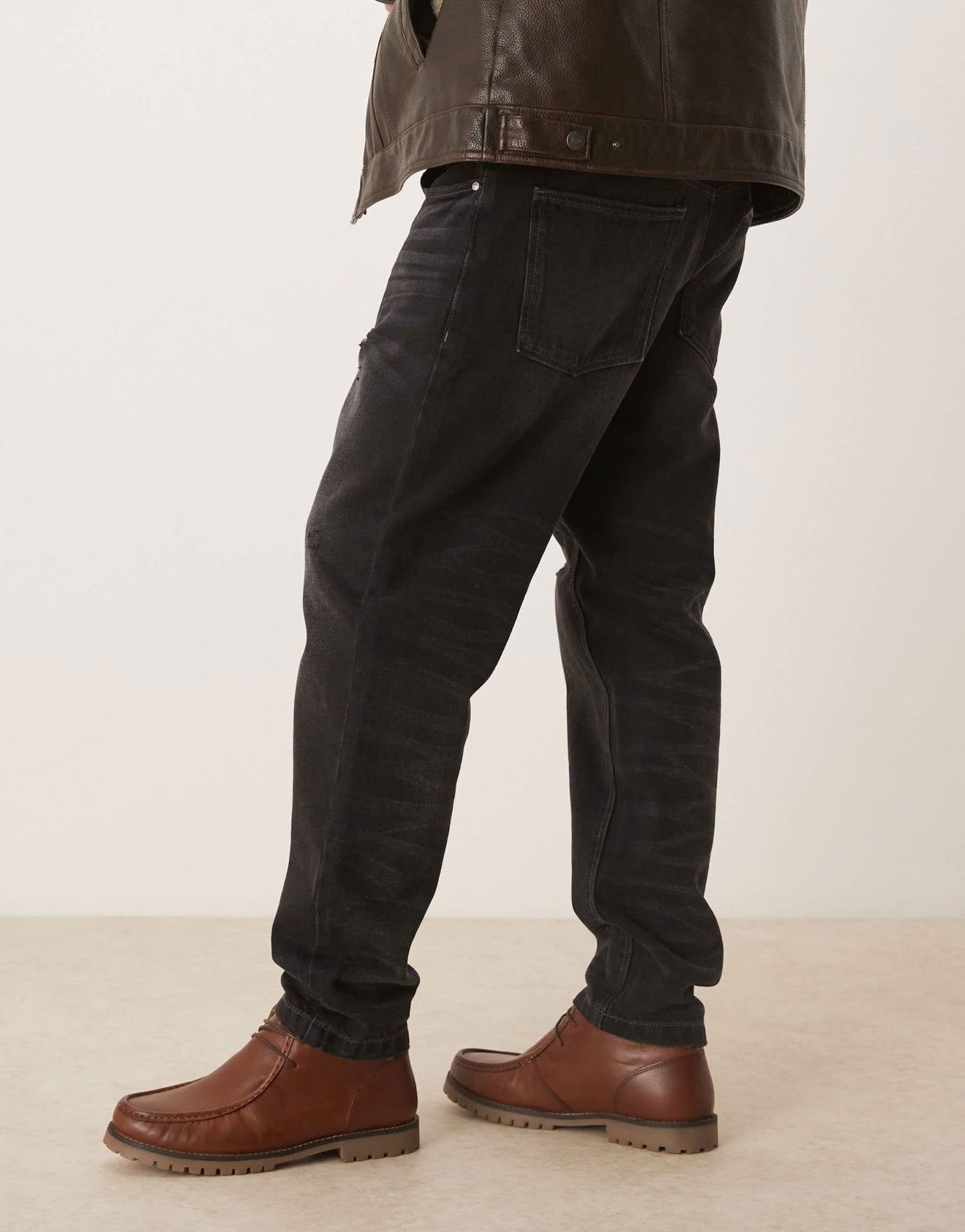 ASOS DESIGN apron boots in tan leather with cleated sole - ASOS Sample Sale