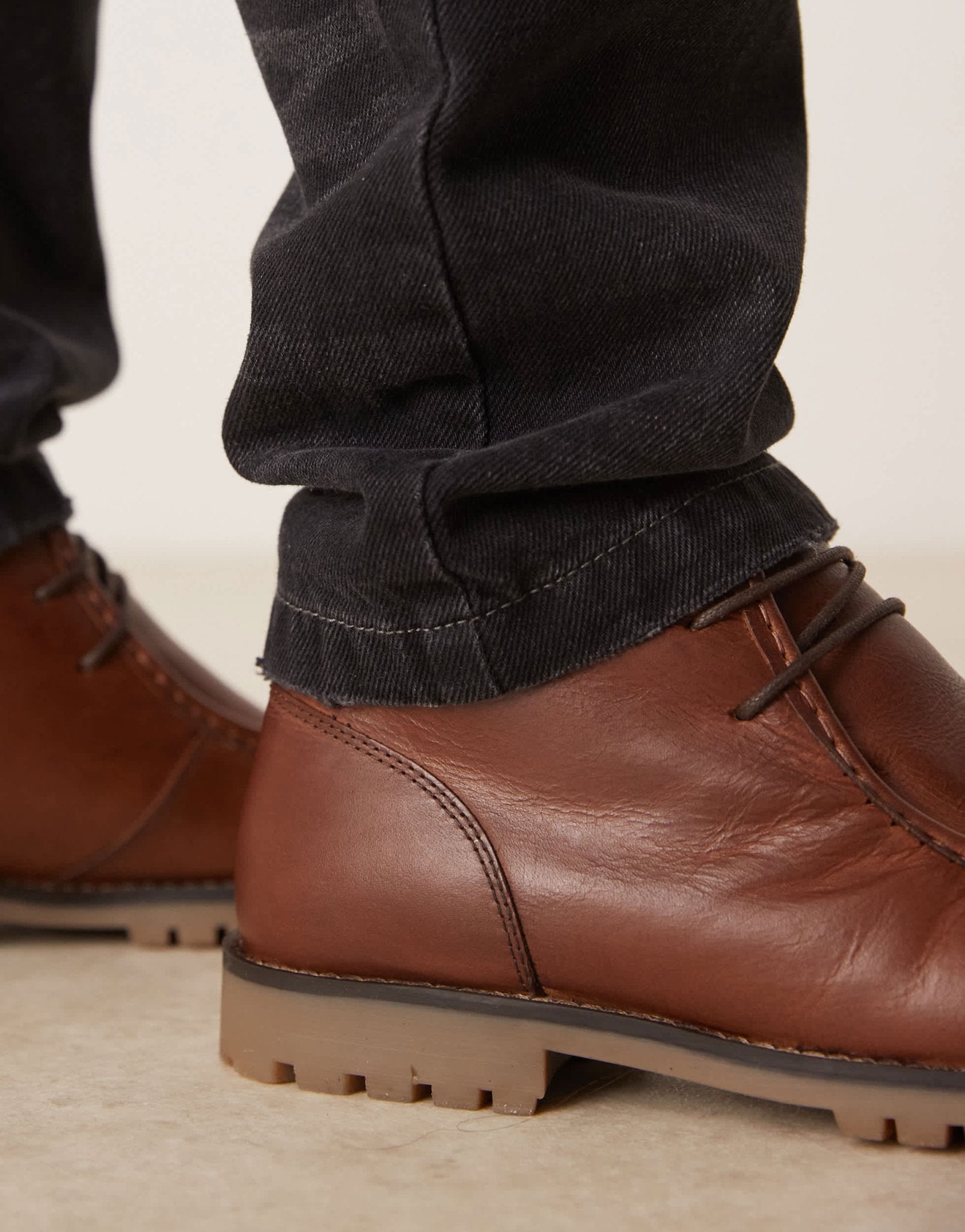 ASOS DESIGN apron boots in tan leather with cleated sole - ASOS Sample Sale
