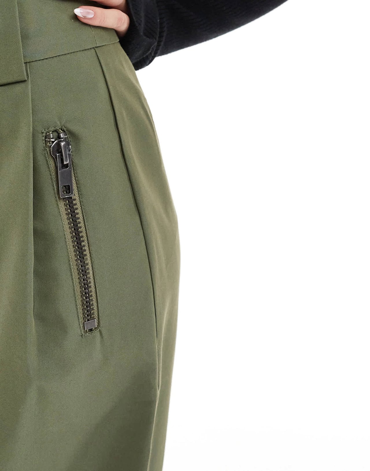 ASOS DESIGN arch leg zip detail trouser in khaki - ASOS Sample Sale