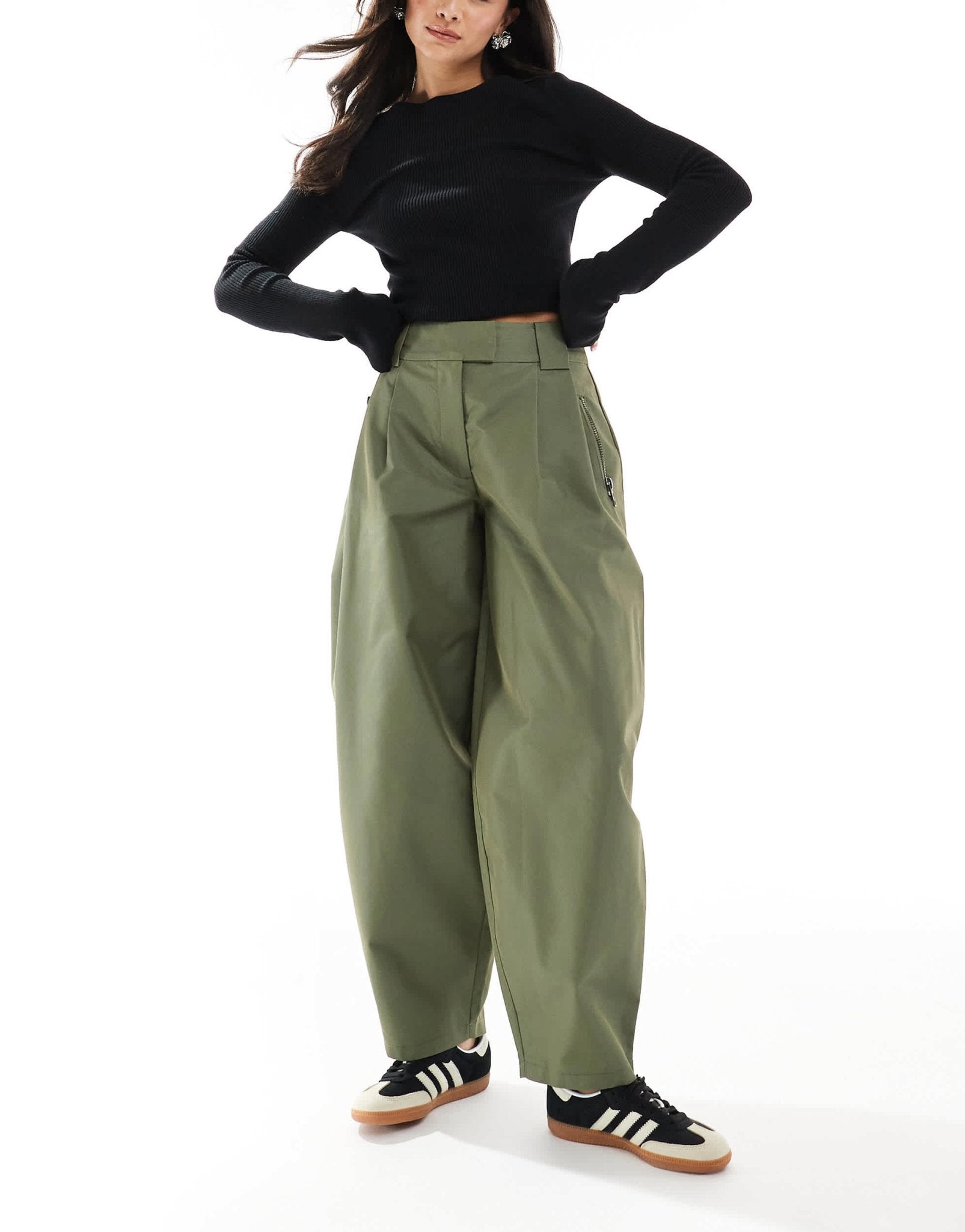 ASOS DESIGN arch leg zip detail trouser in khaki - ASOS Sample Sale