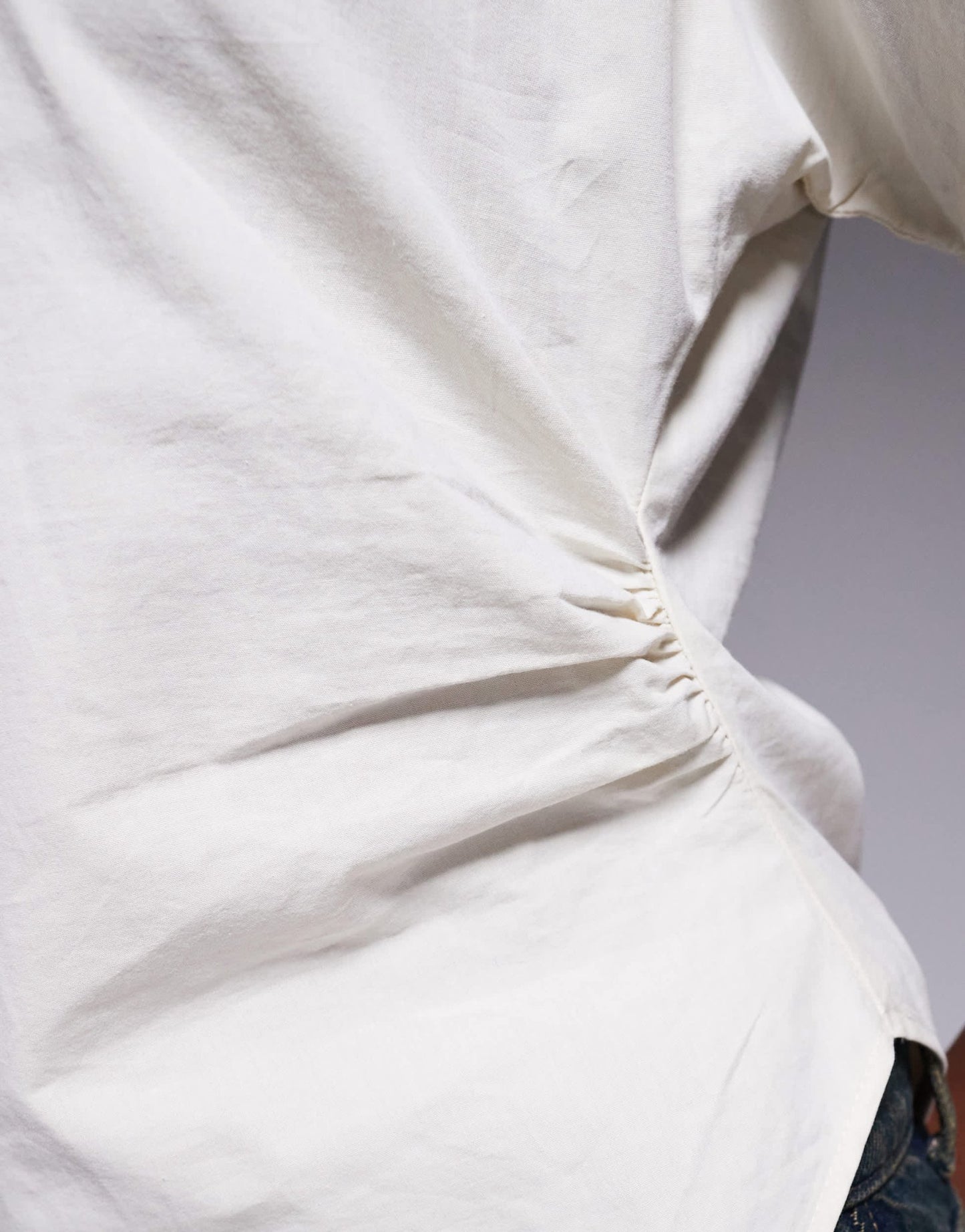 ASOS DESIGN asym ruched detail woven tee in cream - ASOS Sample Sale
