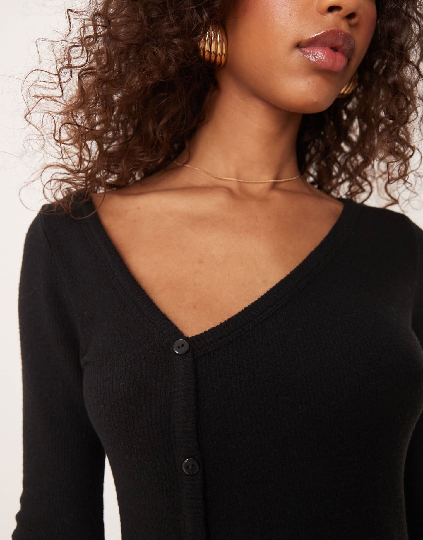ASOS DESIGN asymmetric button through super soft mini dress in black - ASOS Sample Sale