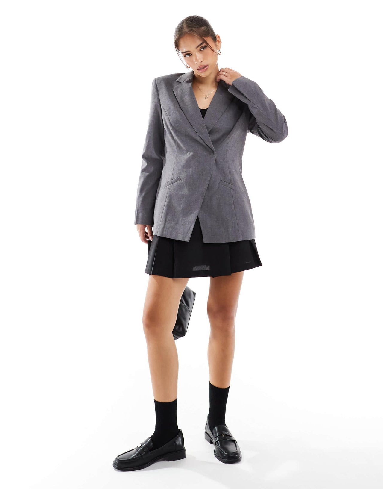 ASOS DESIGN asymmetric drape blazer in grey - ASOS Sample Sale