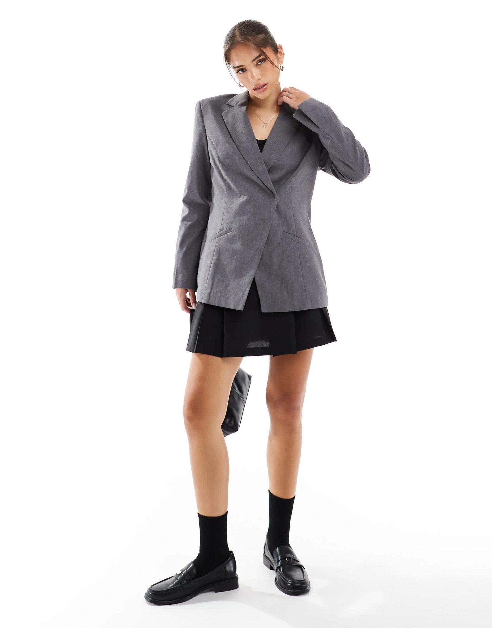 ASOS DESIGN asymmetric drape blazer in grey - ASOS Sample Sale