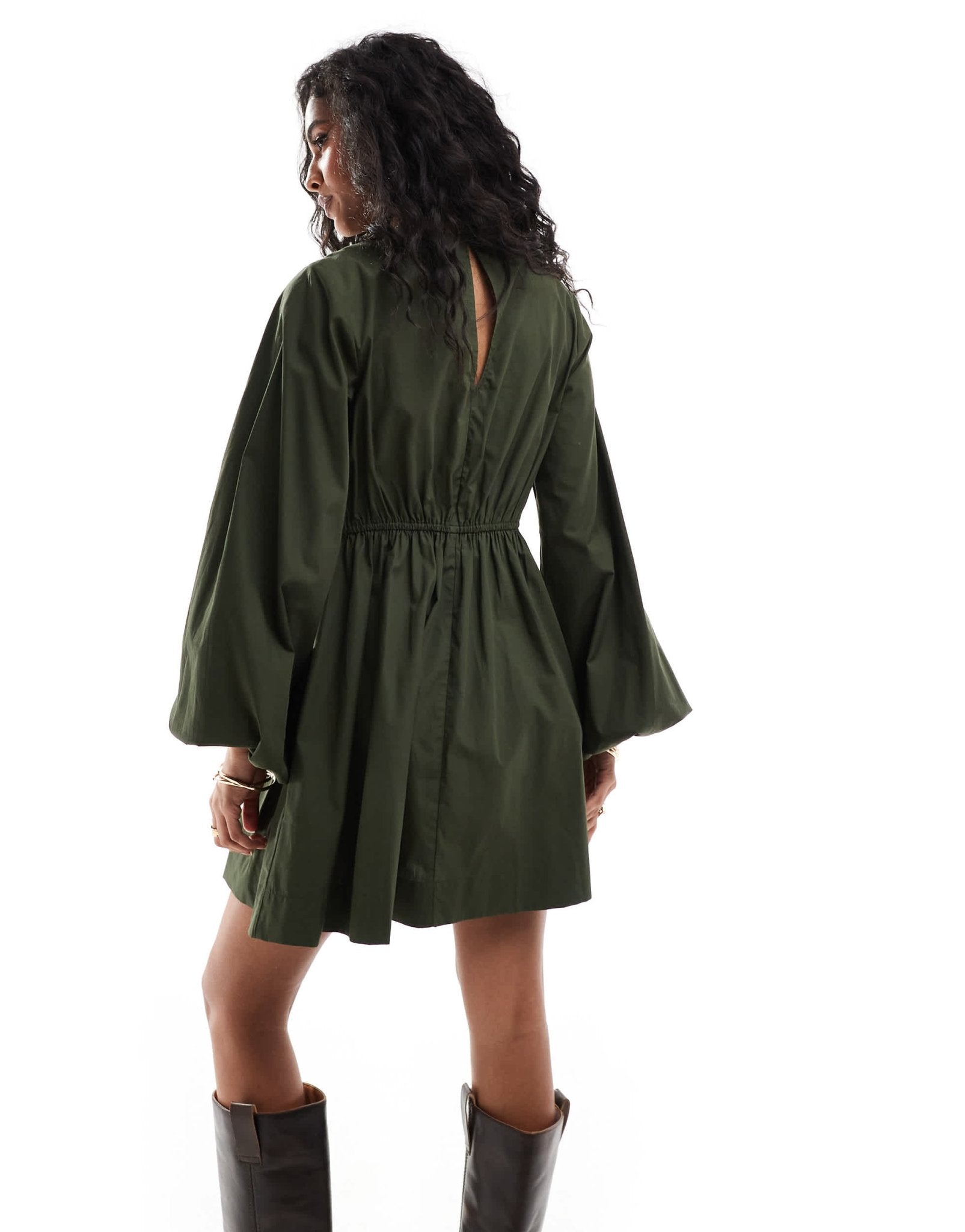 ASOS DESIGN asymmetric seamed ruched mini dress in forest green - ASOS Sample Sale