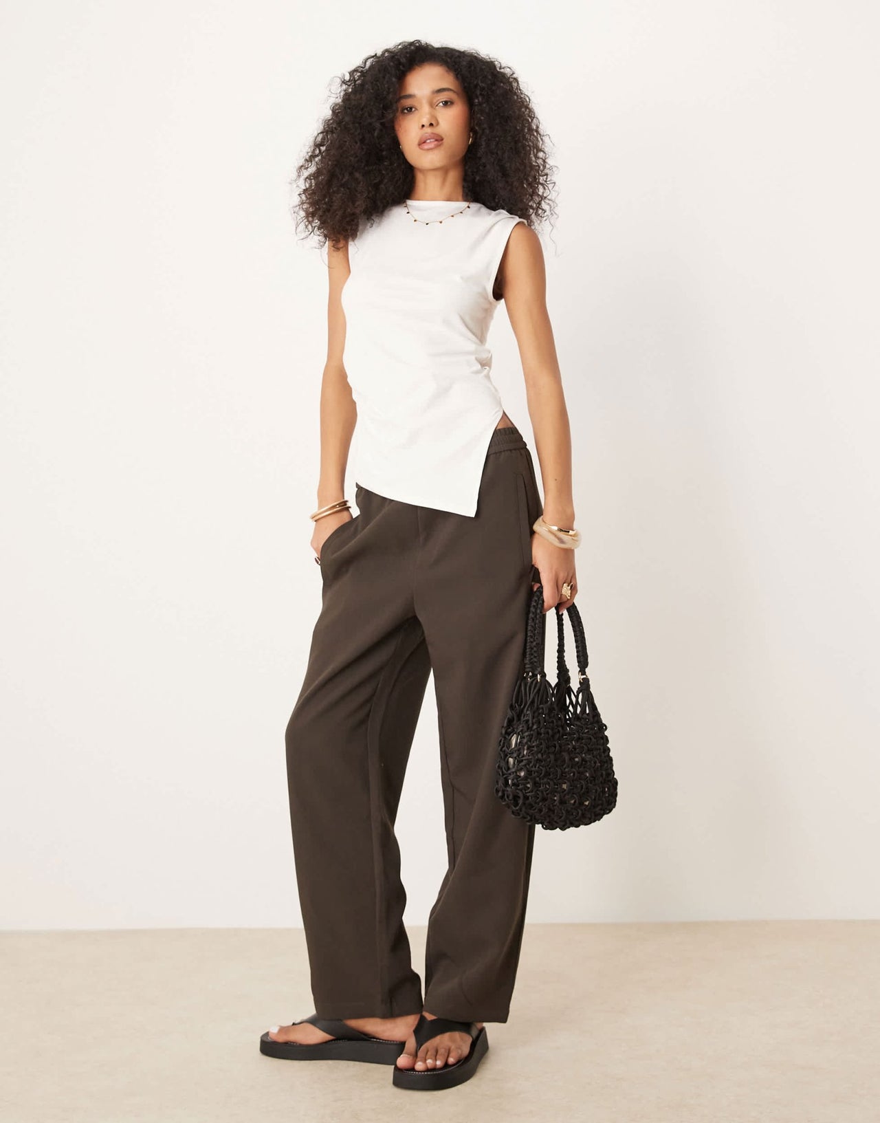 ASOS DESIGN asymmetric tank in coconut milk - ASOS Sample Sale