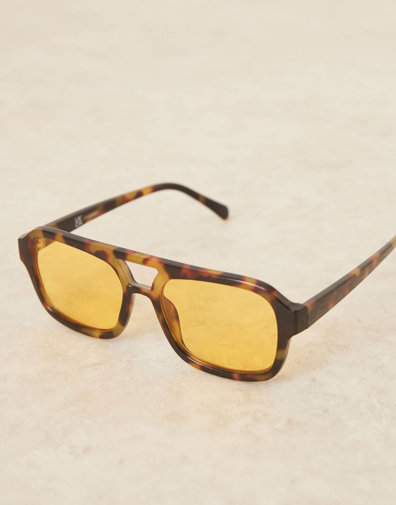 ASOS DESIGN aviator sunglasses in milky tort with yellow lens - ASOS Sample Sale