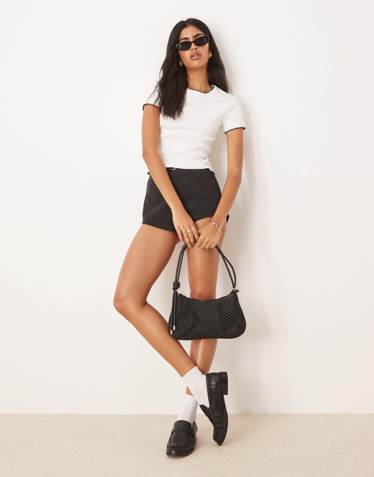 ASOS DESIGN babytee with blanket stitch detail in white - ASOS Sample Sale