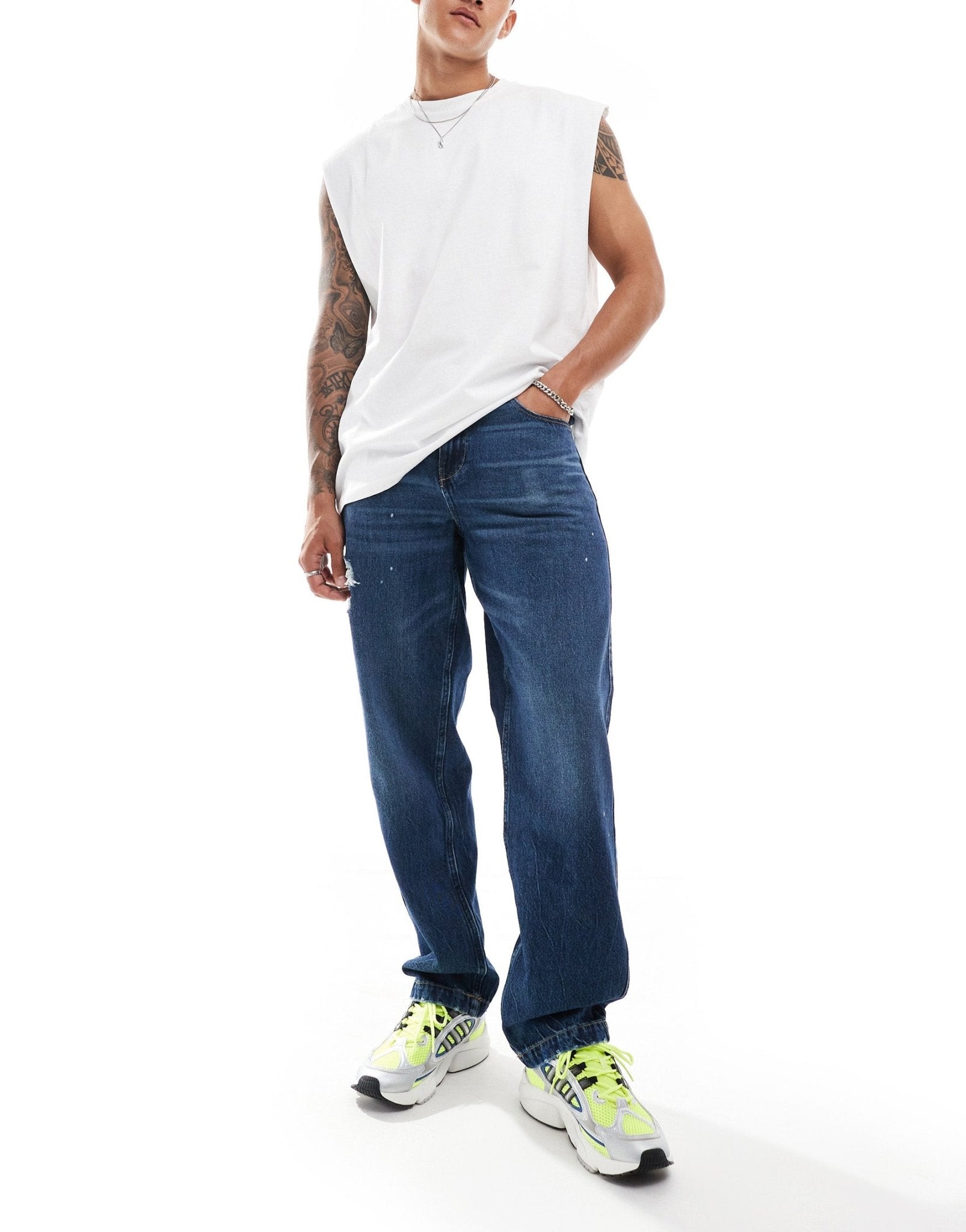 ASOS DESIGN baggy jeans in mid wash blue - ASOS Sample Sale