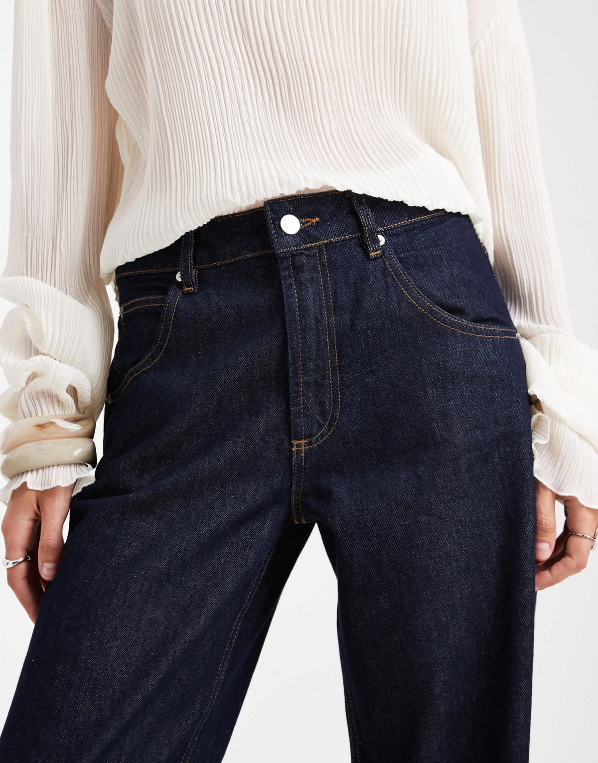 ASOS DESIGN baggy jeans with cinch back in raw denim wash - ASOS Sample Sale