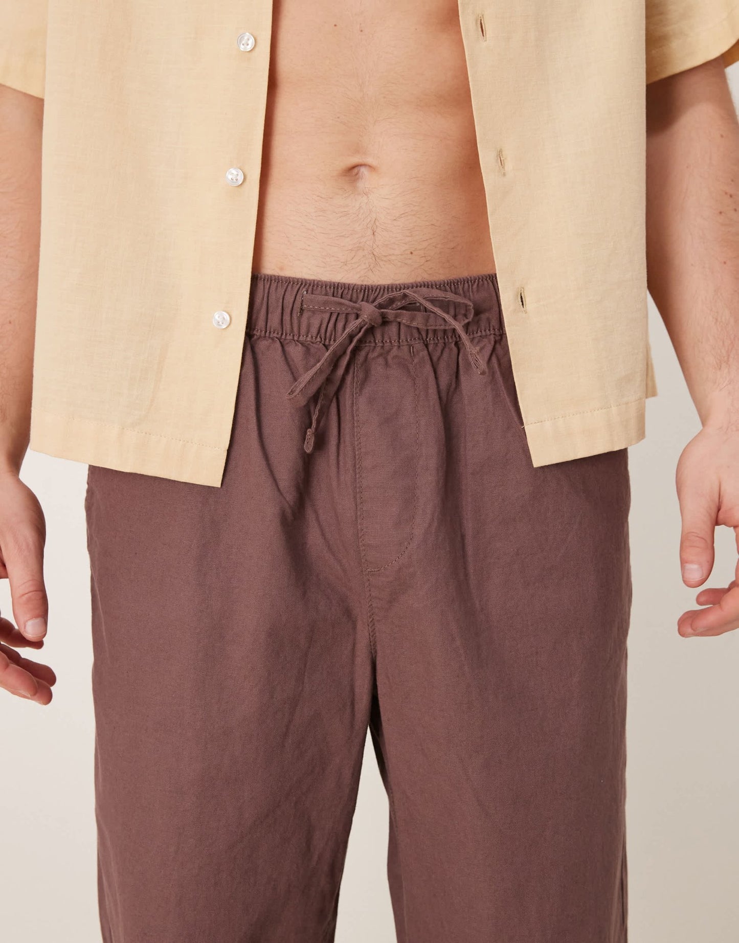 ASOS DESIGN baggy linen blend trousers in brown - ASOS Sample Sale