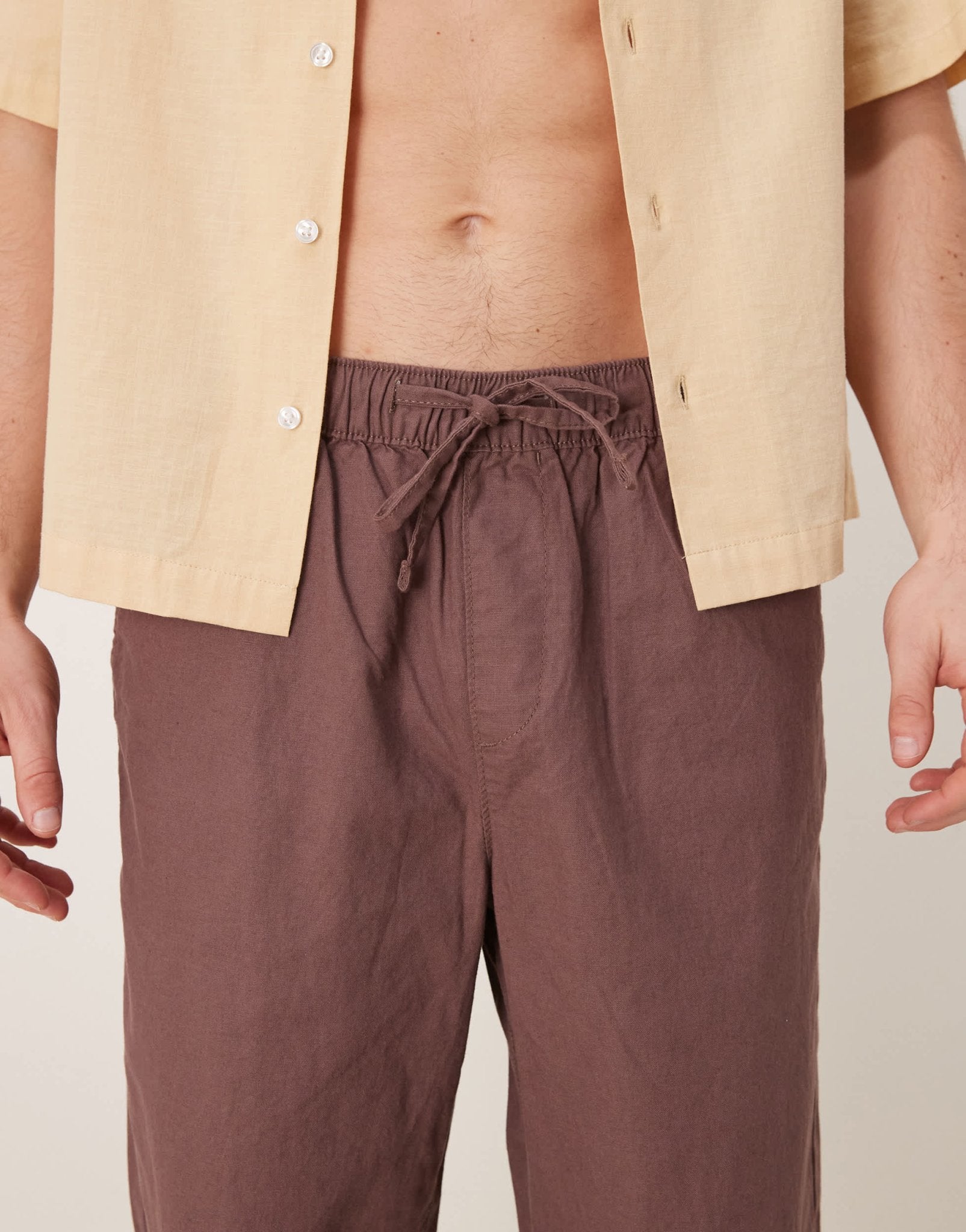 ASOS DESIGN baggy linen blend trousers in brown - ASOS Sample Sale