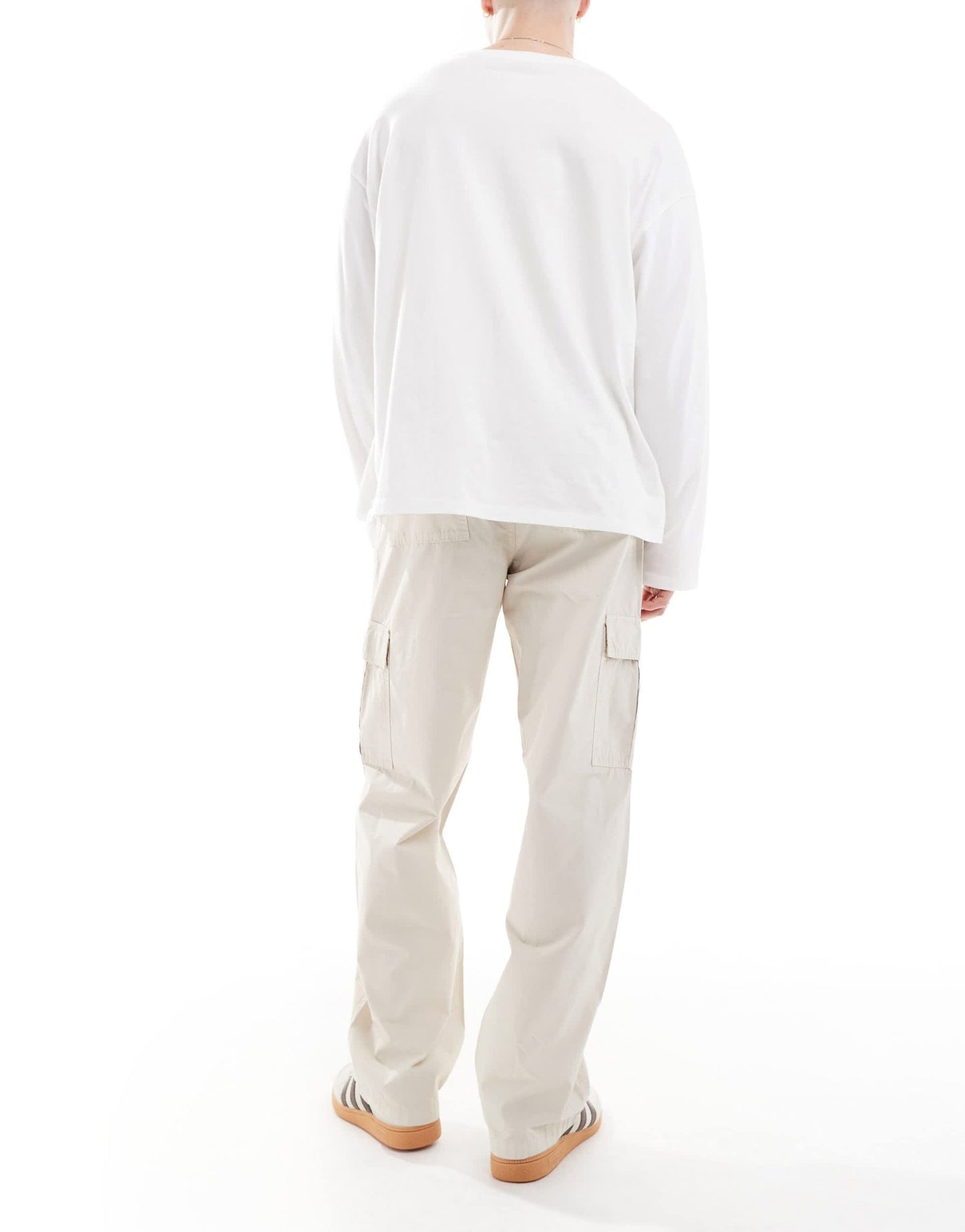 ASOS DESIGN baggy pull on cargo trousers in stone - ASOS Sample Sale