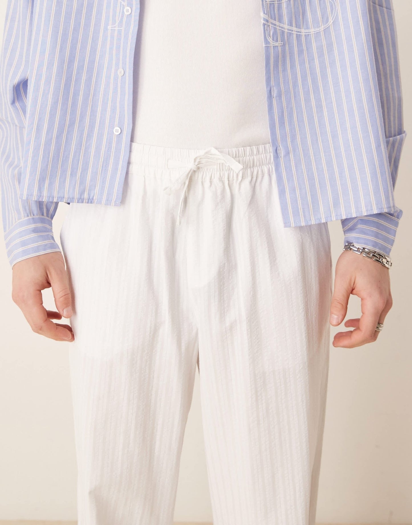ASOS DESIGN baggy striped trouser in white - ASOS Sample Sale