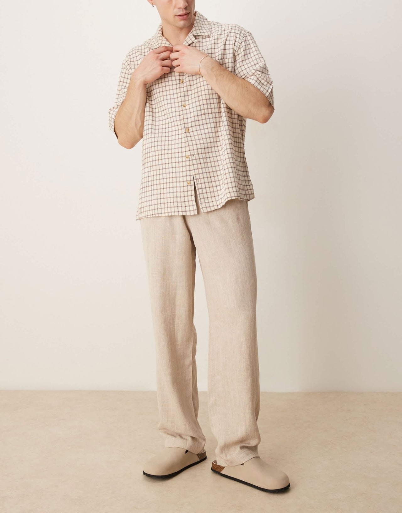 ASOS DESIGN baggy trouser with drawstring in natural - ASOS Sample Sale